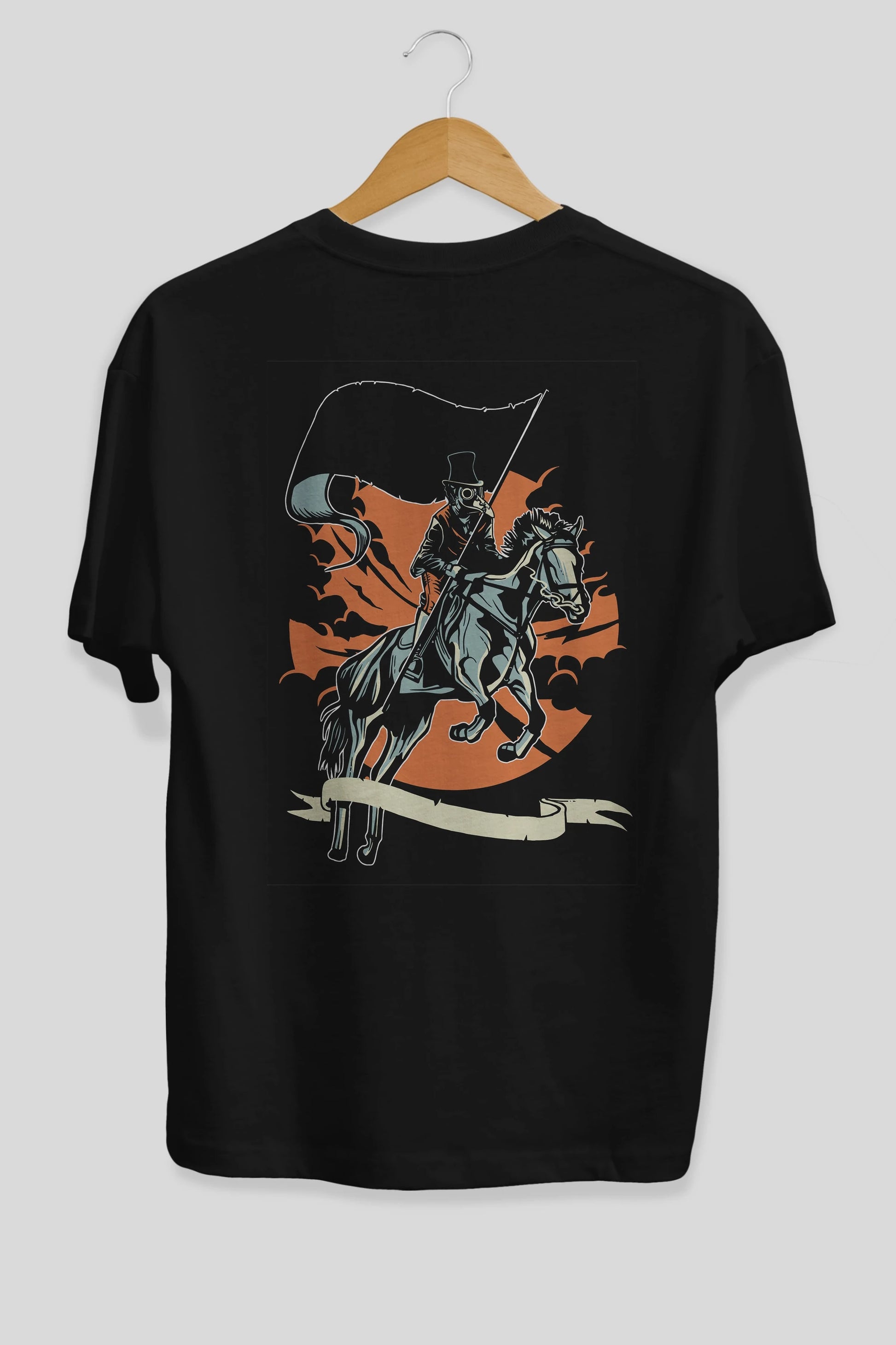 Plague Doctor Arka Baskılı Oversize t-shirt Erkek Kadın Unisex %100 Pamuk