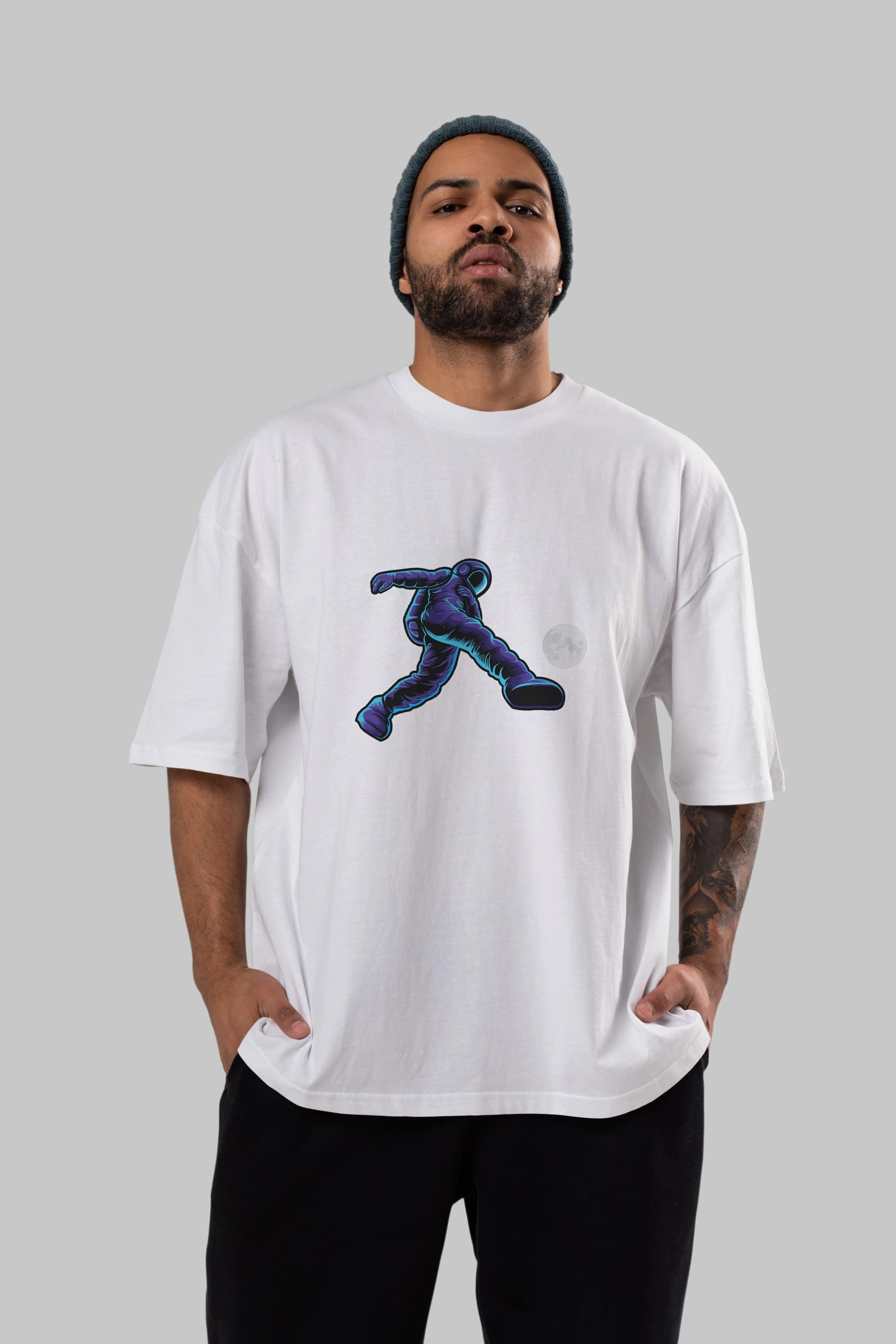 Astroball in Space Ön Baskılı Oversize t-shirt Erkek Kadın Unisex