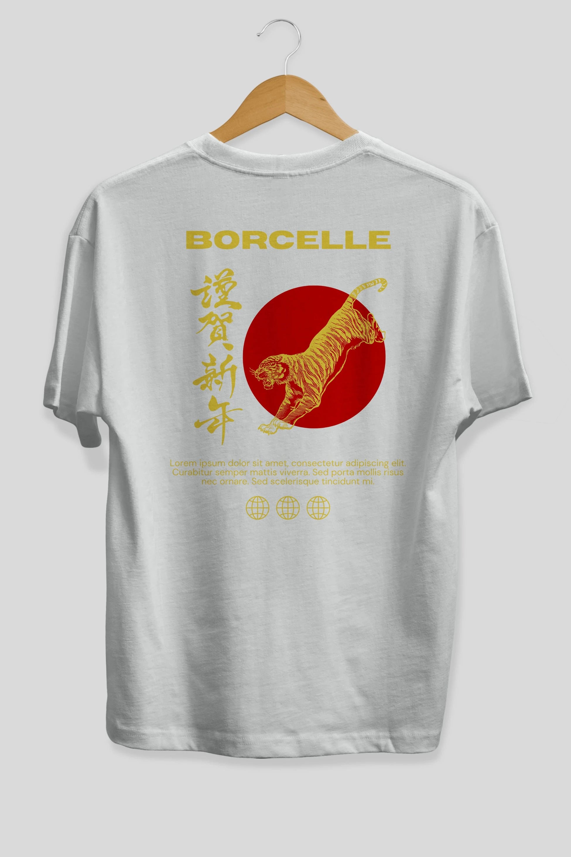 Borcelle Tiger Streetwear Arka Baskılı Oversize t-shirt Erkek Kadın Unisex