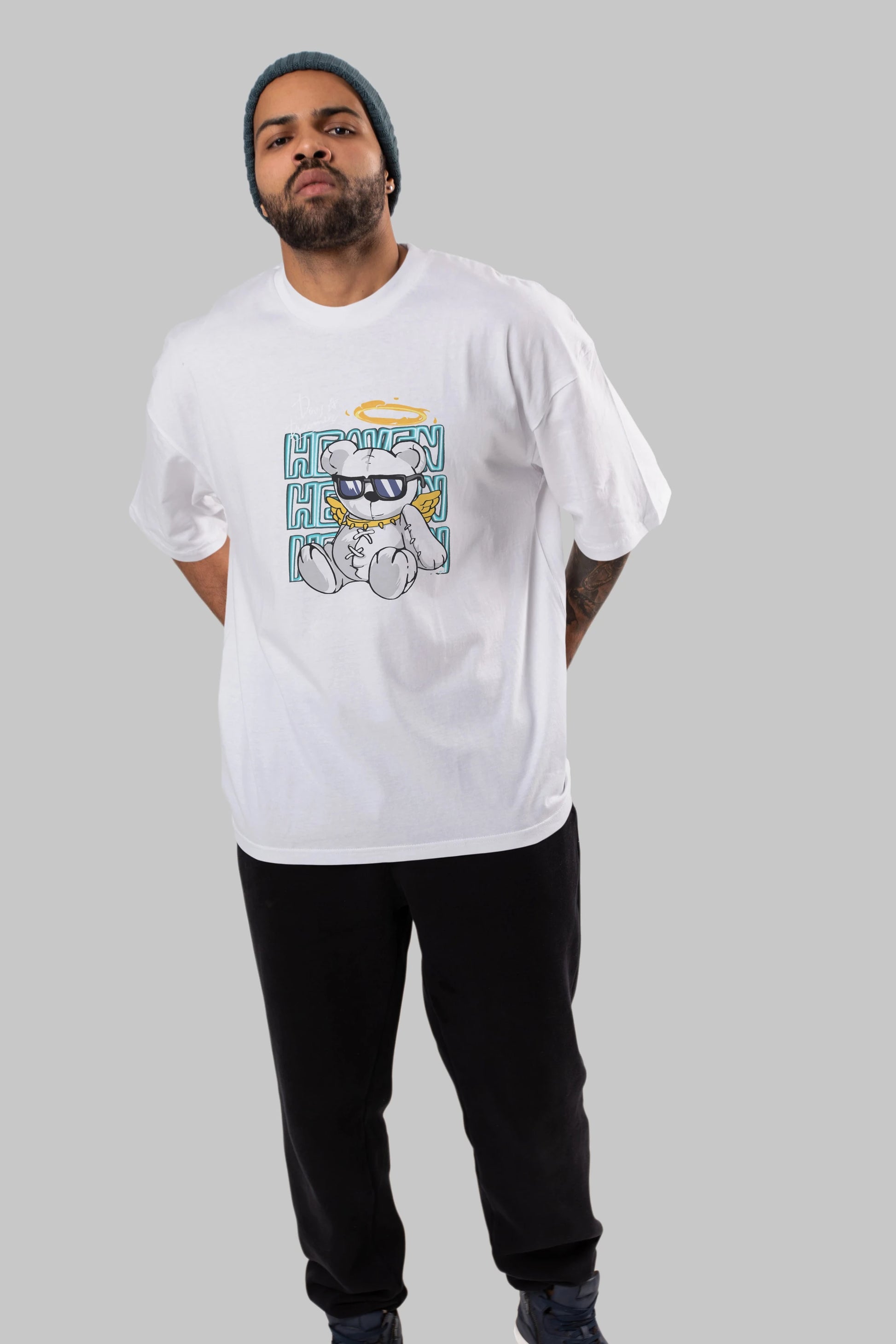 Heaven Bear Ön Baskılı Oversize t-shirt Erkek Kadın Unisex