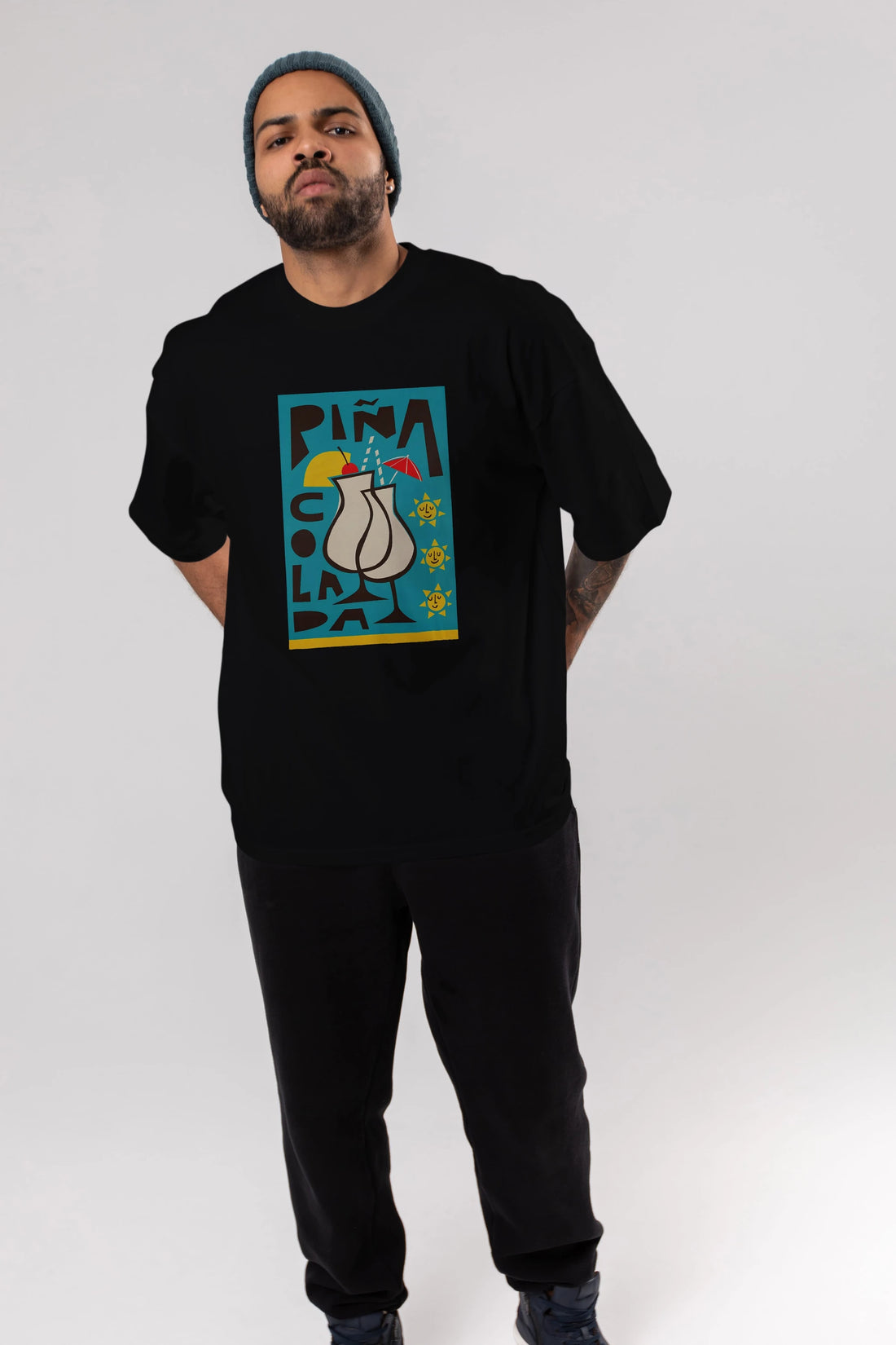 Pina Colada 4 Ön Baskılı Oversize t-shirt Erkek Kadın Unisex %100 Pamuk Bisiklet Yaka tişort