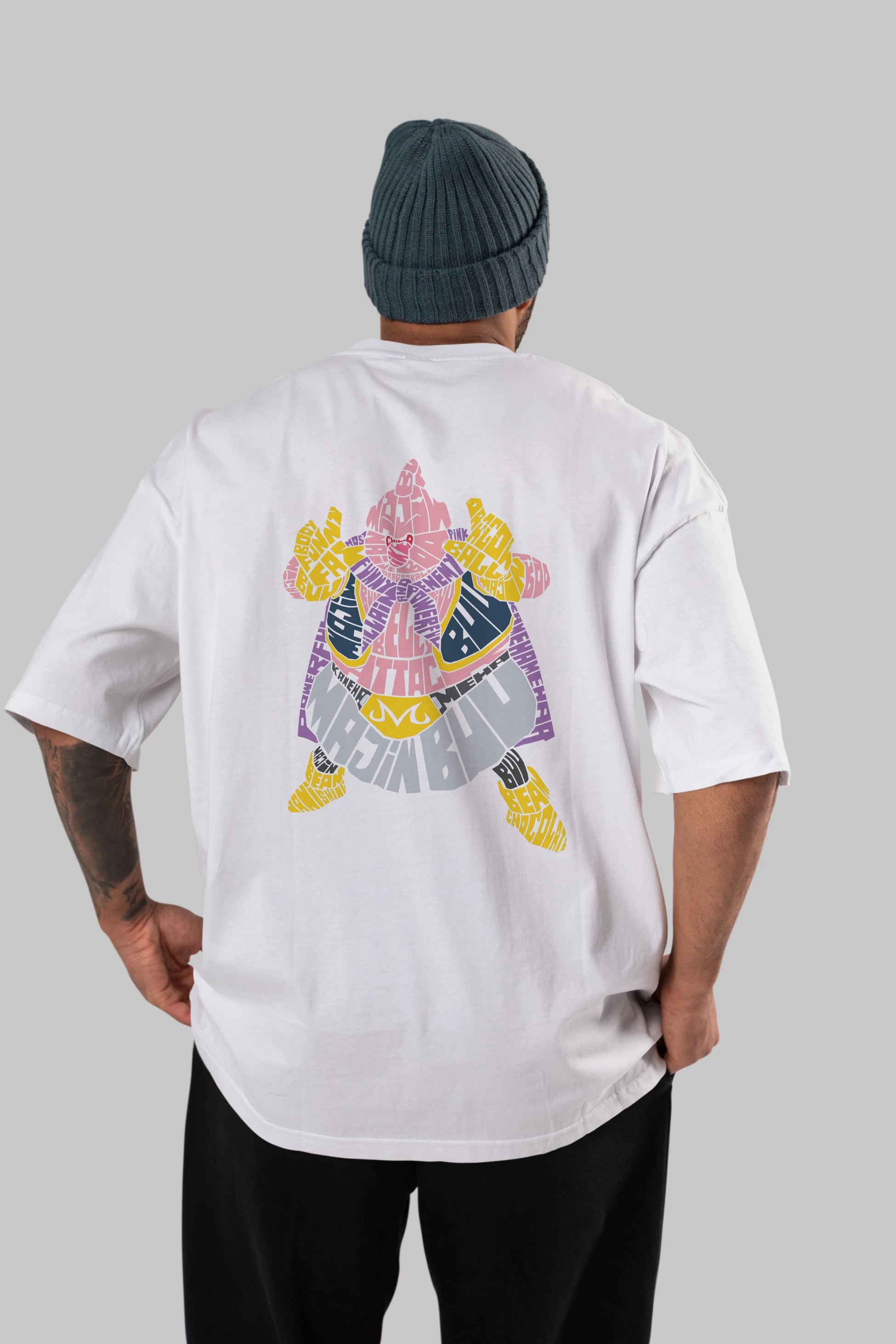 Majin Buu Arka Baskılı Oversize t-shirt %100 pamuk Erkek Kadın Unisex