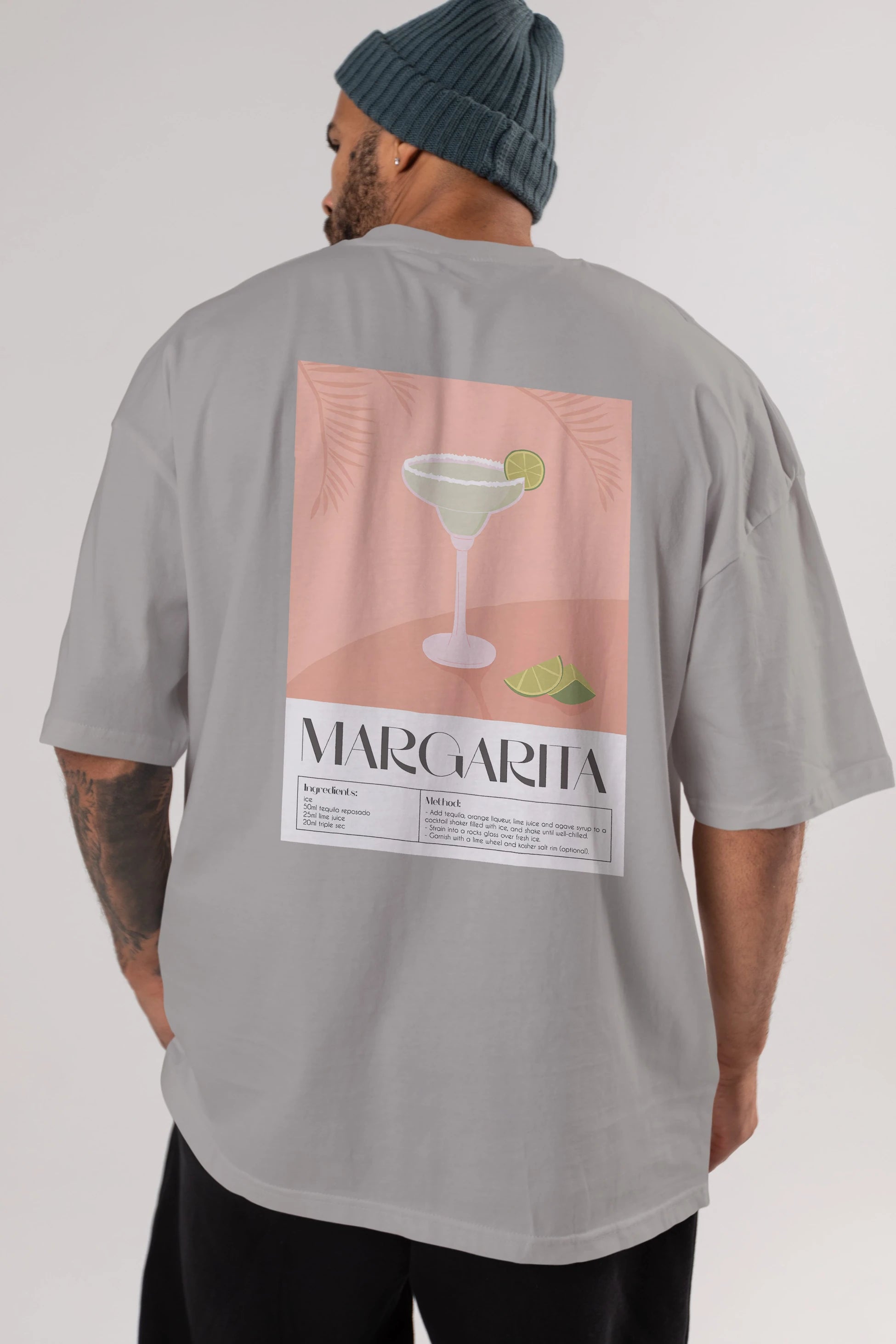 Margarita 5 Arka Baskılı Oversize t-shirt Erkek Kadın Unisex %100 Pamuk Bisiklet Yaka tişort