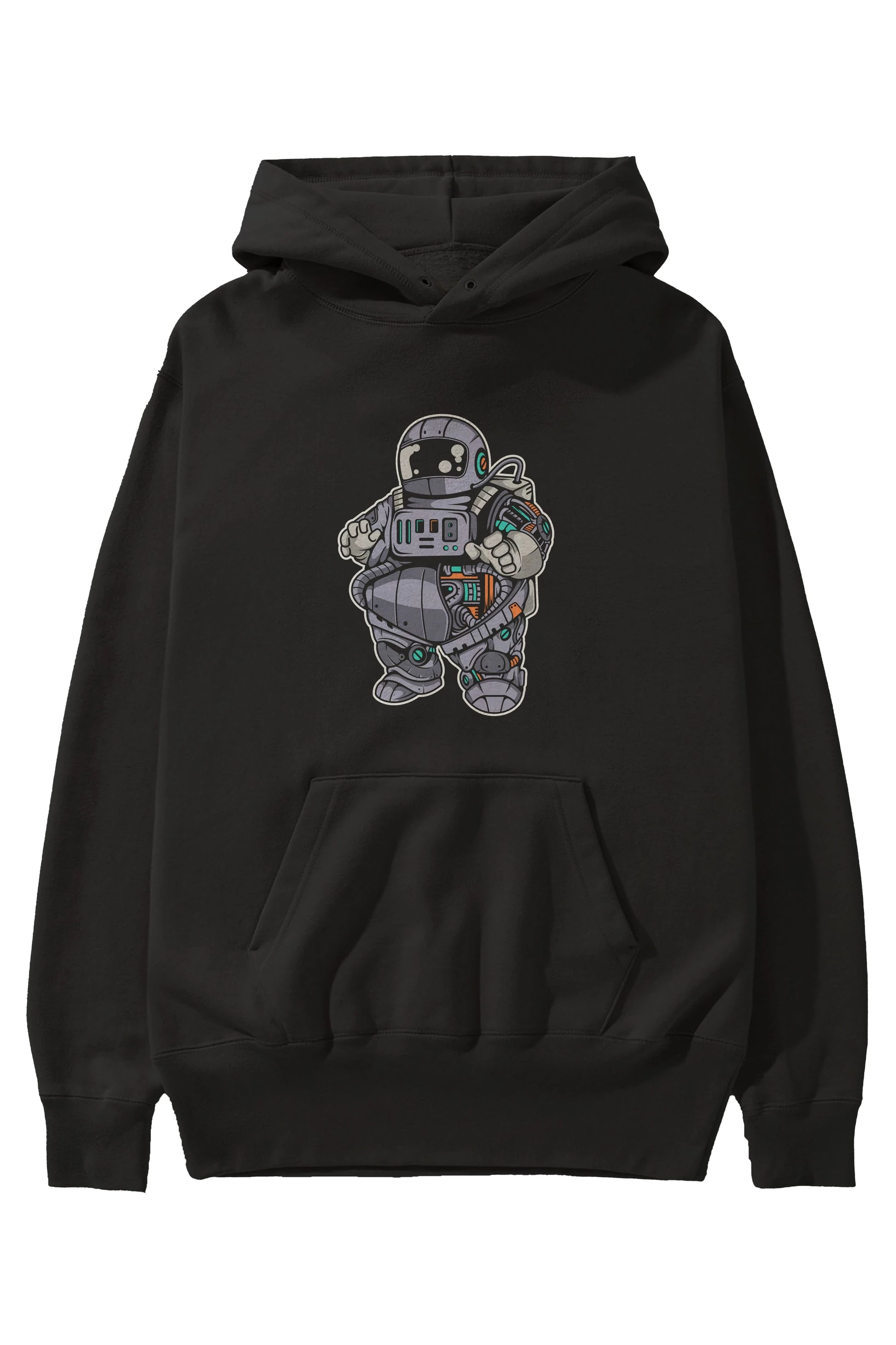 Fat Astronaut Robot Ön Baskılı Hoodie Oversize Kapüşonlu Sweatshirt Erkek Kadın Unisex
