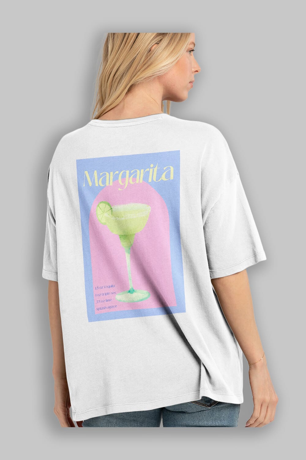Margarita 6 Arka Baskılı Oversize t-shirt Erkek Kadın Unisex %100 Pamuk Bisiklet Yaka tişort