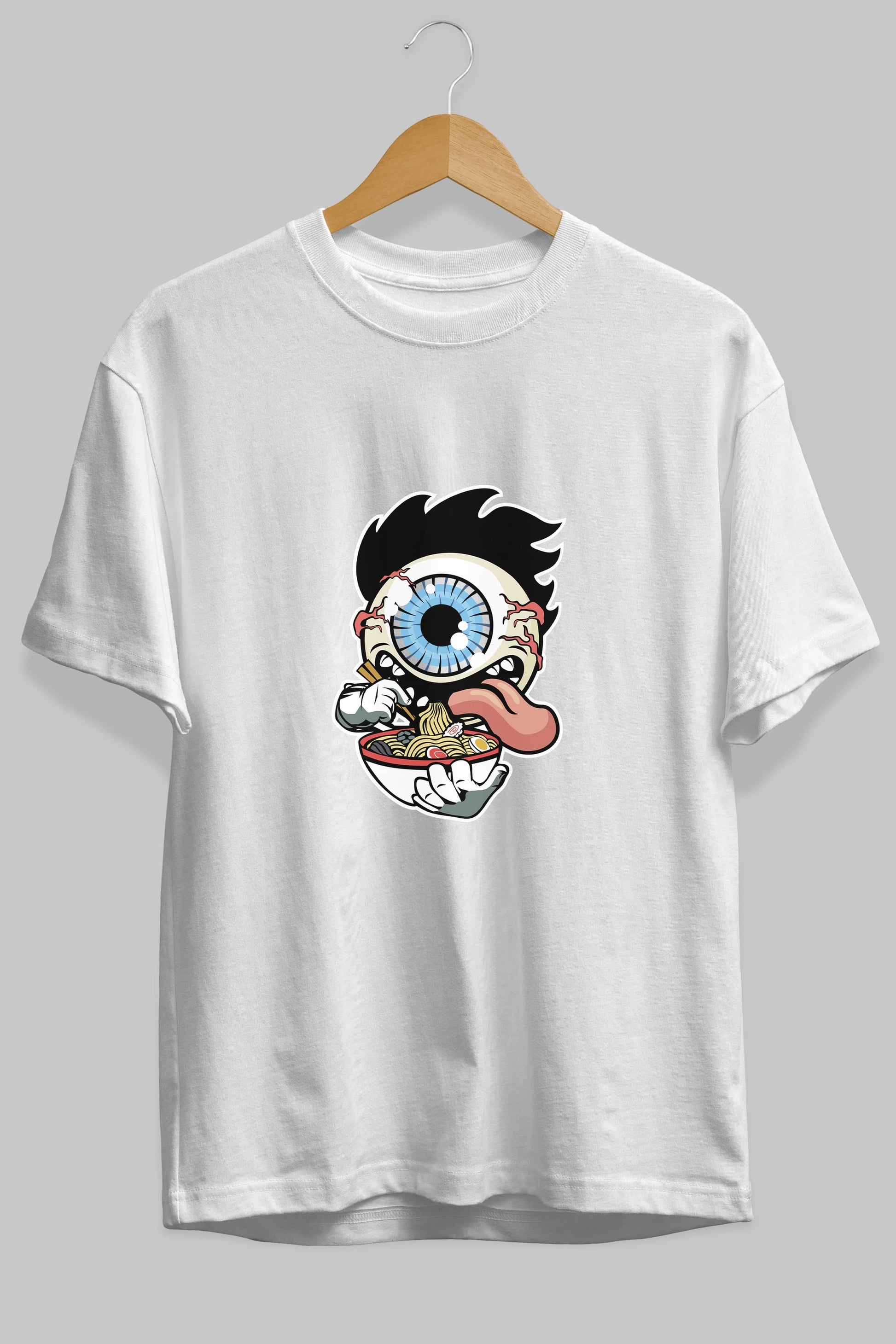 Eyeball Ramen Ön Baskılı Oversize t-shirt Erkek Kadın Unisex %100 Pamuk tişort