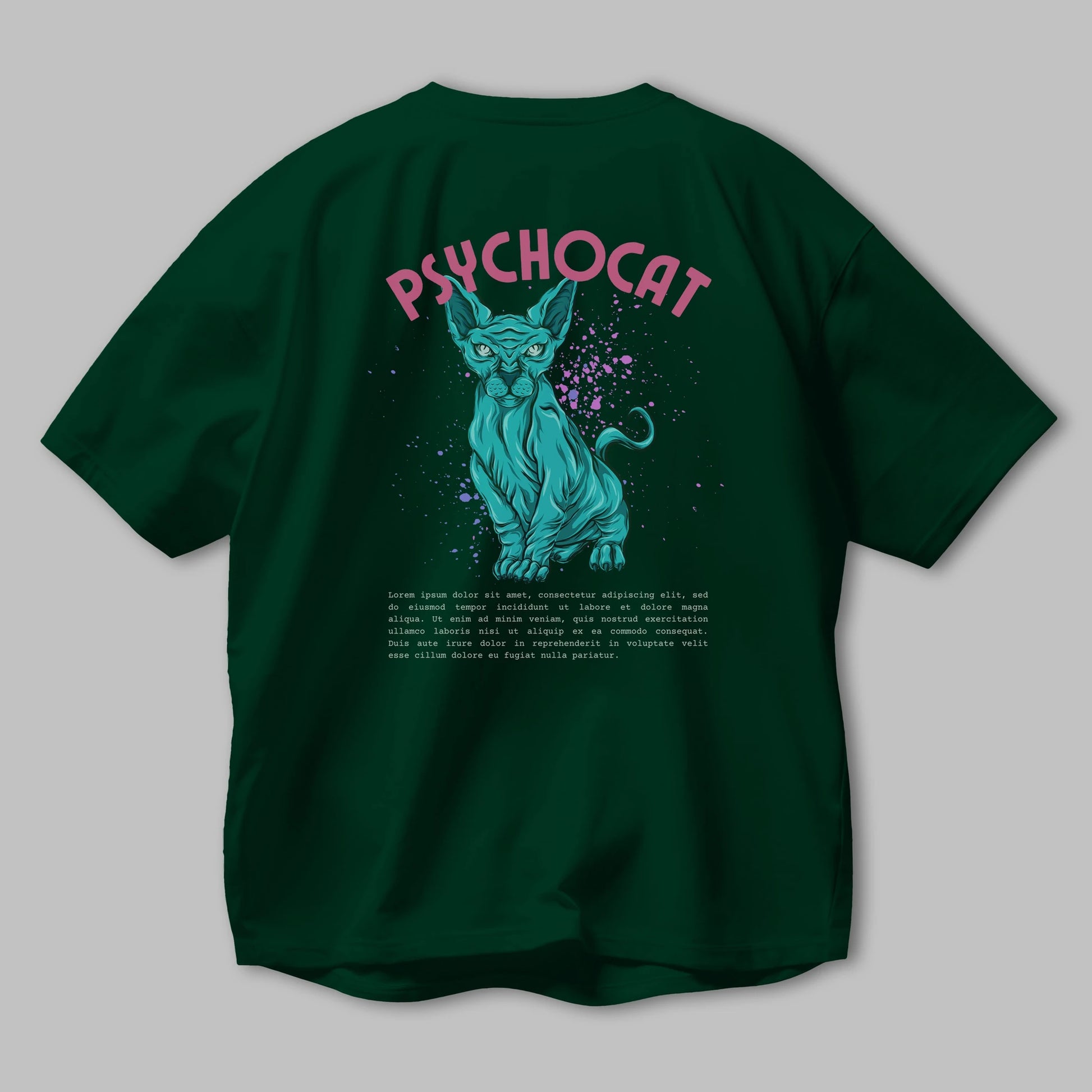 Psychocat Arka Baskılı Oversize t-shirt Erkek Kadın Unisex