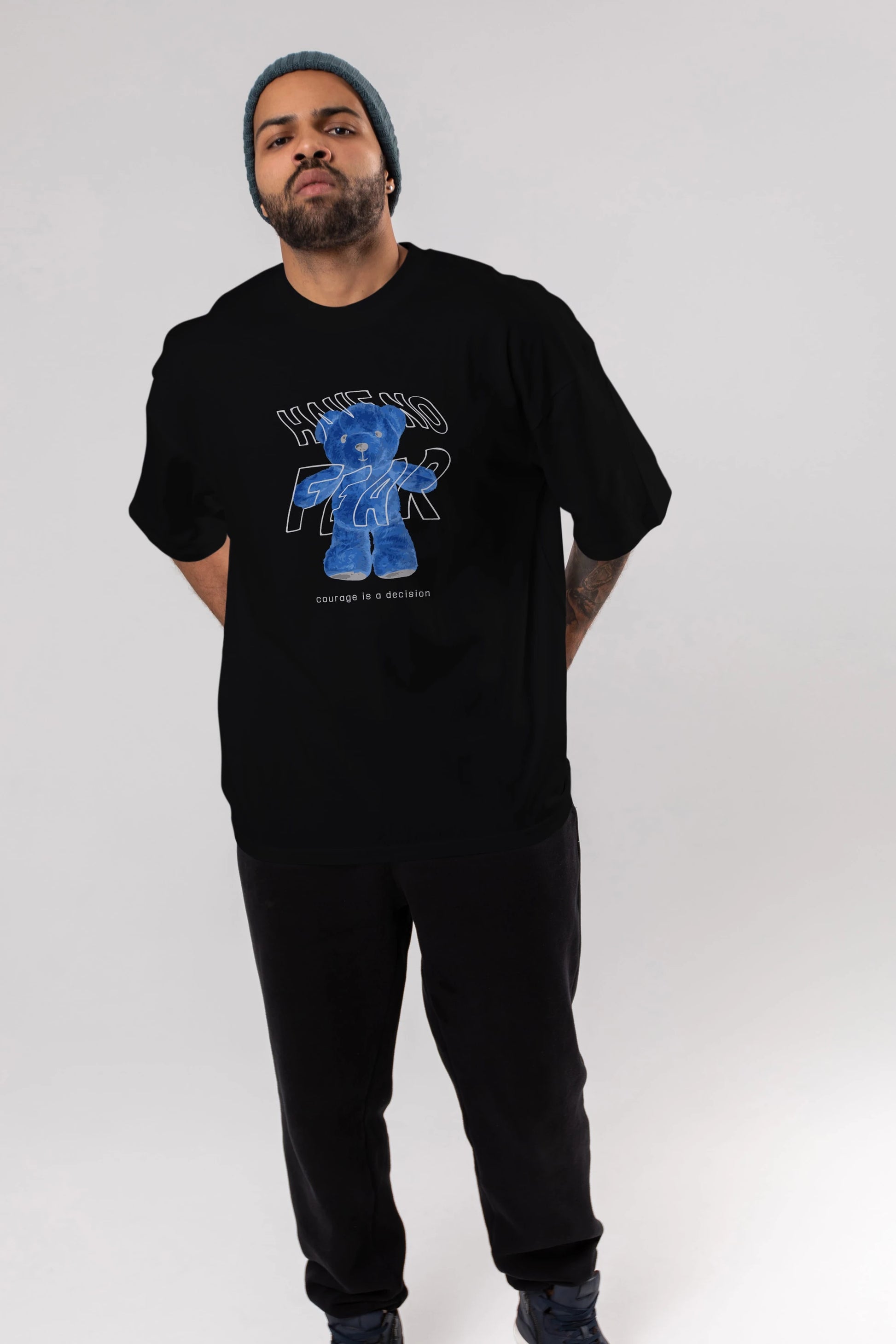Have no Fear Bear Ön Baskılı Oversize t-shirt Erkek Kadın Unisex