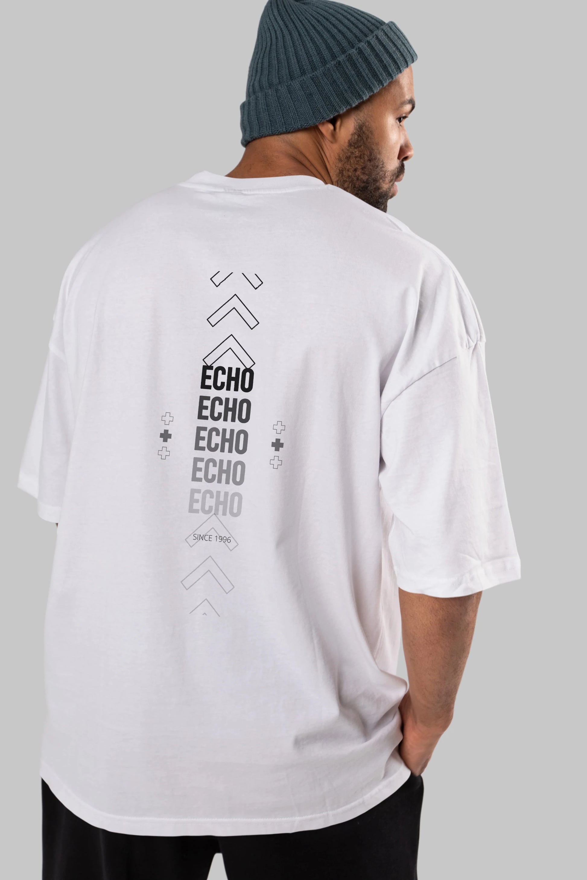 Echo Yazılı Arka Baskılı Oversize t-shirt Erkek Kadın Unisex