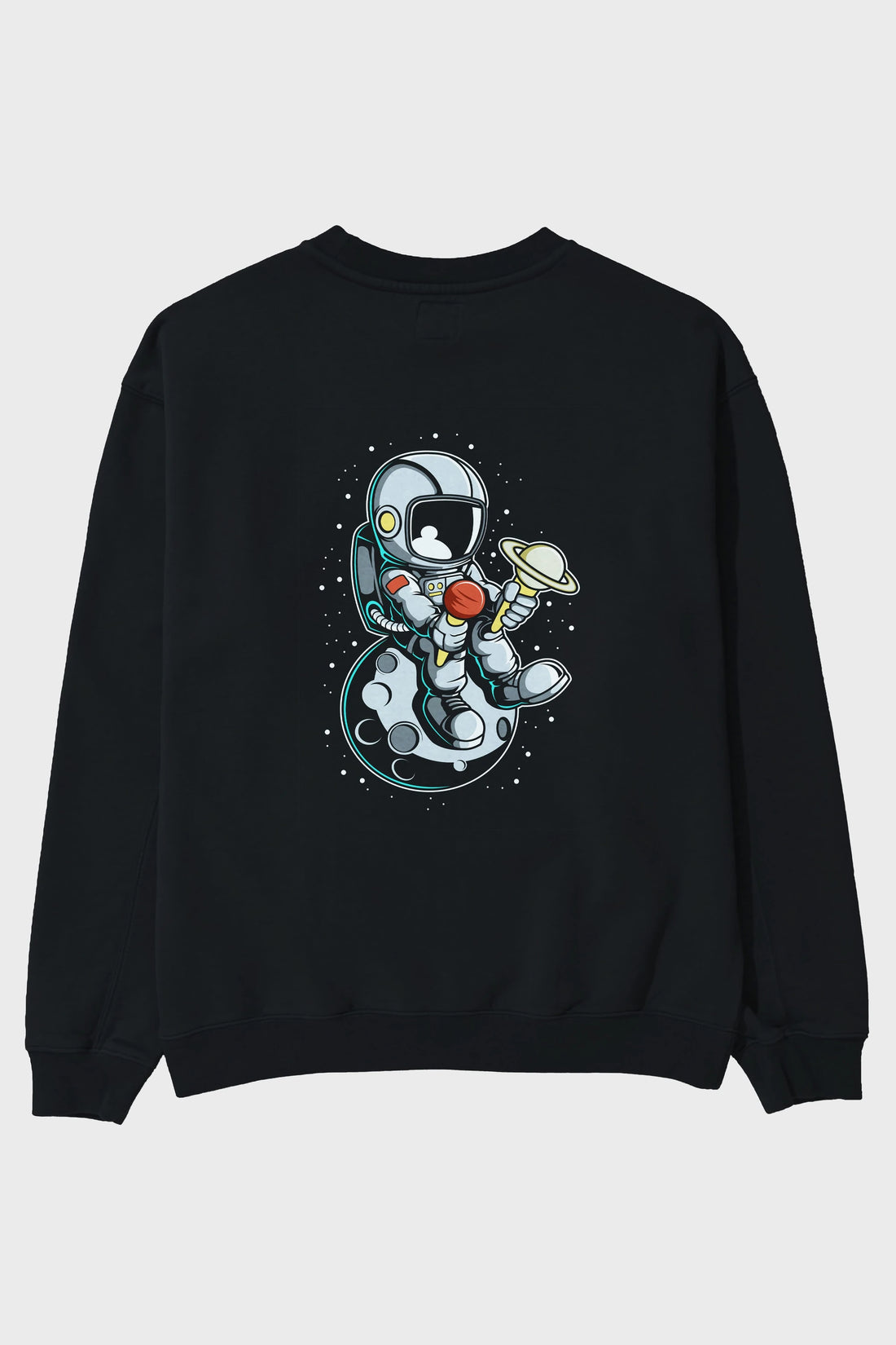 Astronaut Ice Cream (2) Arka Baskılı Oversize Sweatshirt Erkek Kadın Unisex