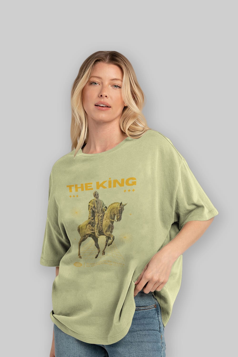 The King Yazılı Ön Baskılı Oversize t-shirt Erkek Kadın Unisex