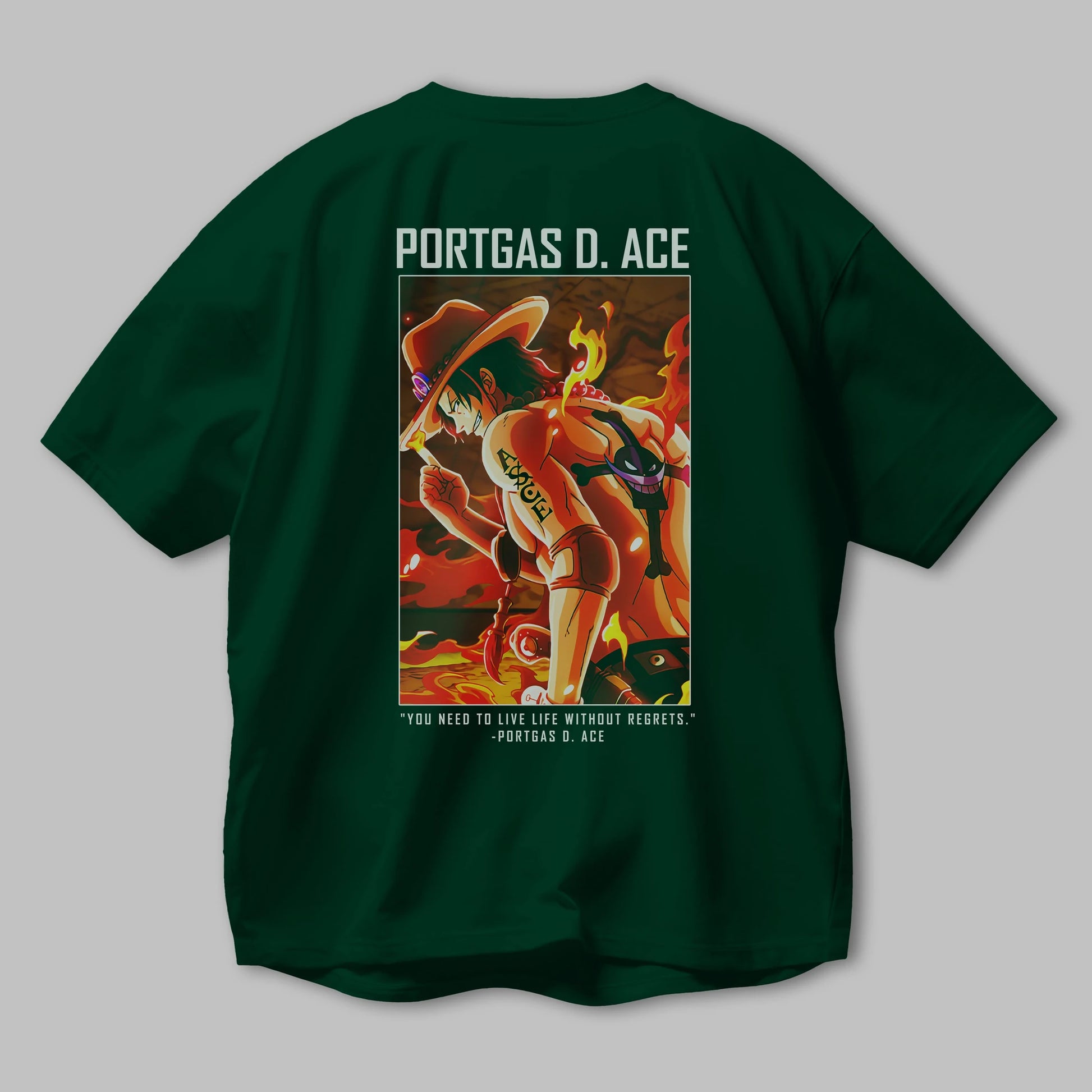 Portgas D. Ace Anime Arka Baskılı Oversize t-shirt Erkek Kadın Unisex %100 pamuk tişort