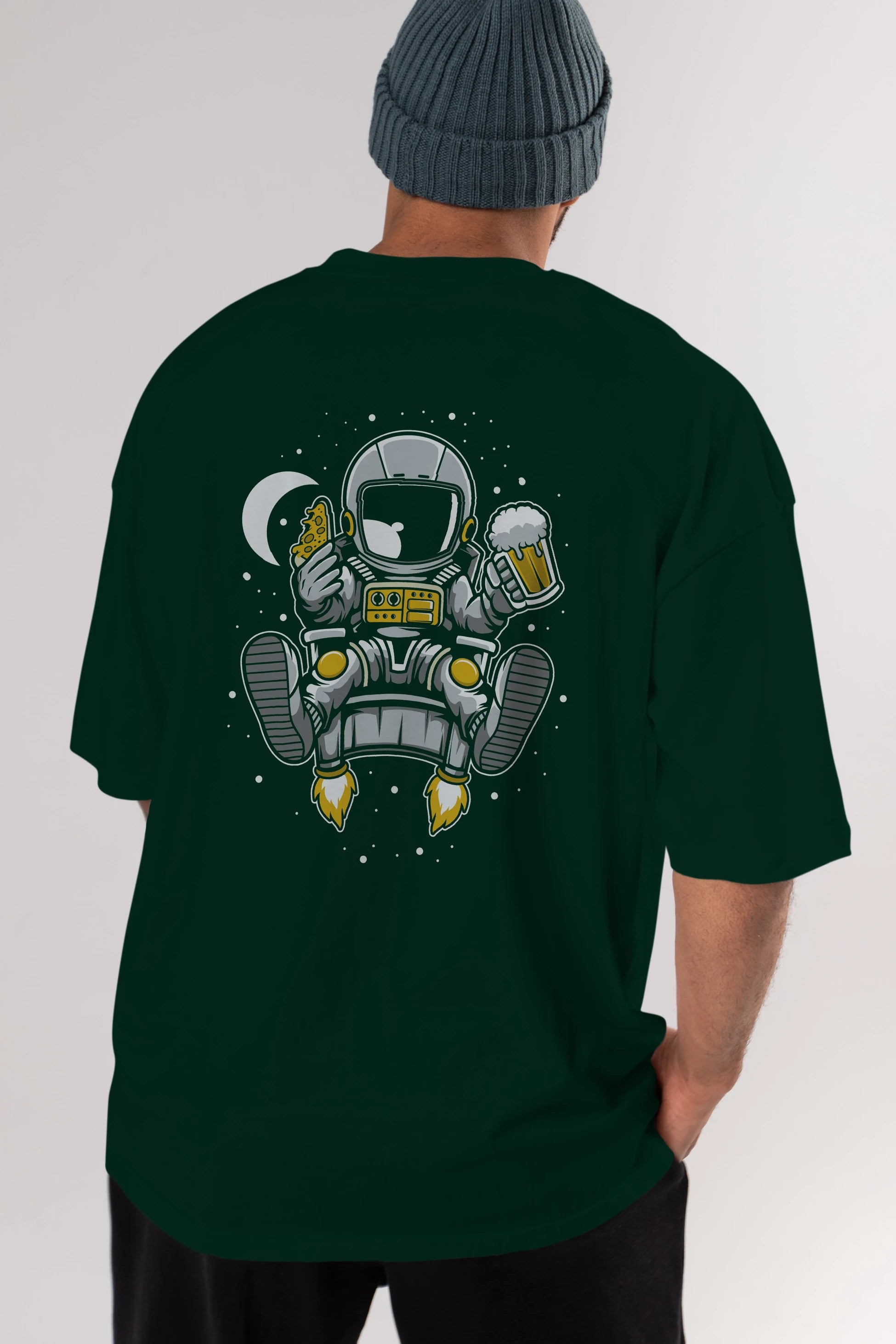 Astronaut Relax (2) Arka Baskılı Oversize t-shirt Erkek Kadın Unisex
