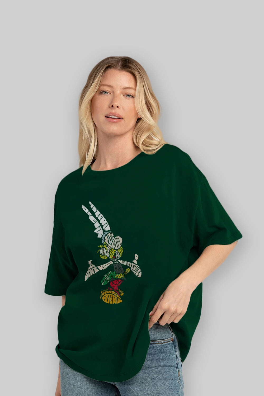 Asterix Ön Baskılı Oversize t-shirt %100 pamuk Erkek Kadın Unisex