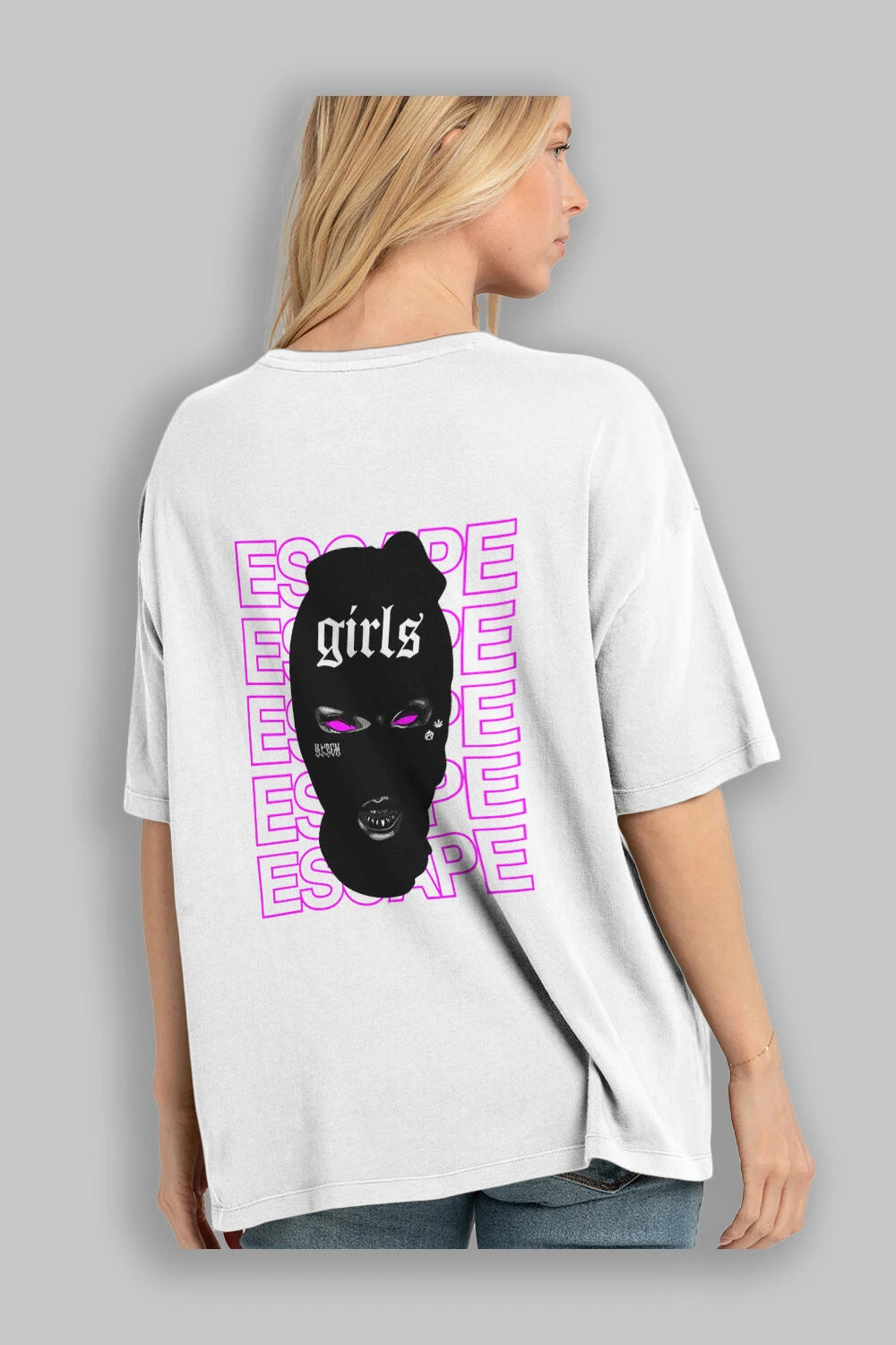 Escape Girl Arka Baskılı Oversize t-shirt Erkek Kadın Unisex