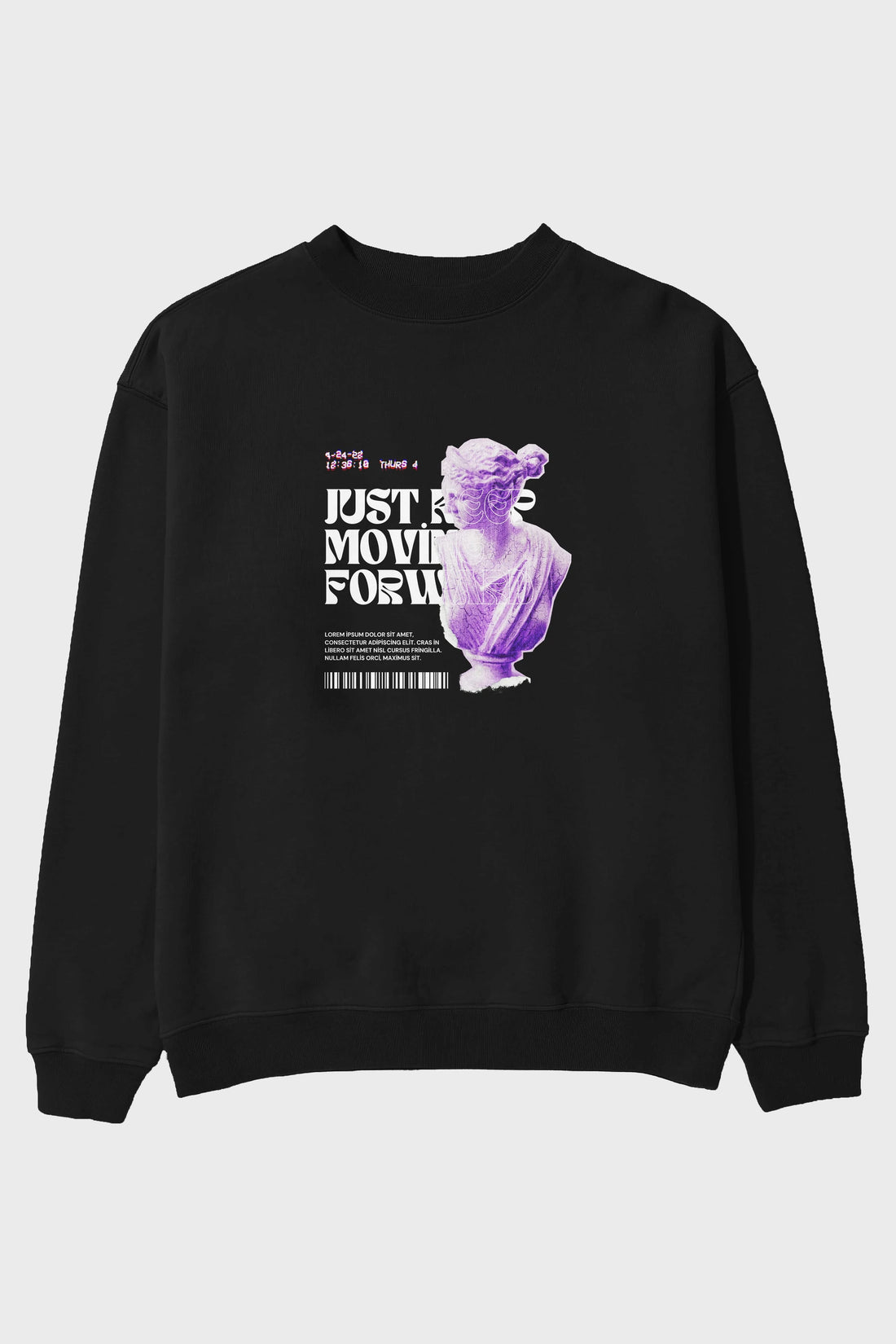 Just Keep Moving Forward Yazılı Ön Baskılı Oversize Sweatshirt Erkek Kadın Unisex