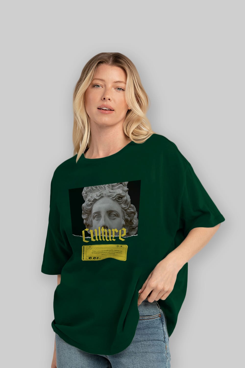 Culture Yazılı Ön Baskılı Oversize t-shirt Erkek Kadın Unisex