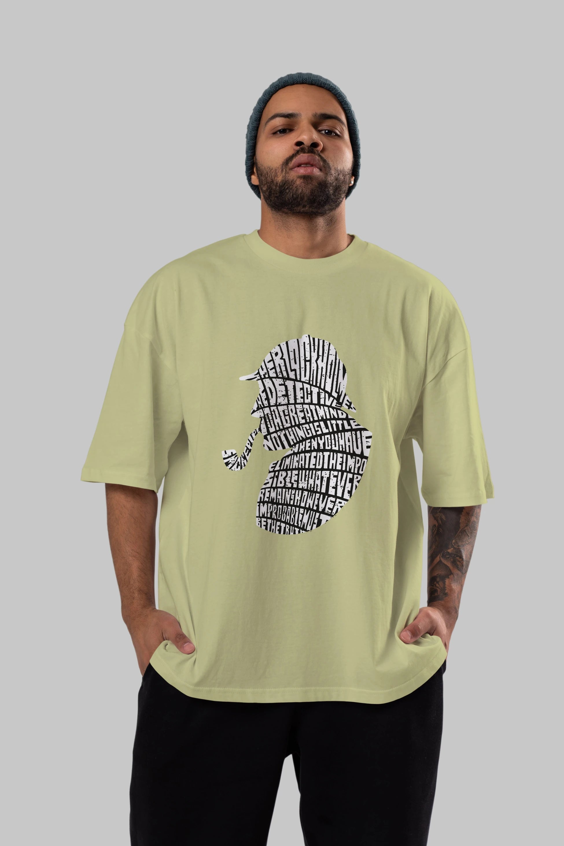 Holmes Ön Baskılı Oversize t-shirt %100 pamuk Erkek Kadın Unisex