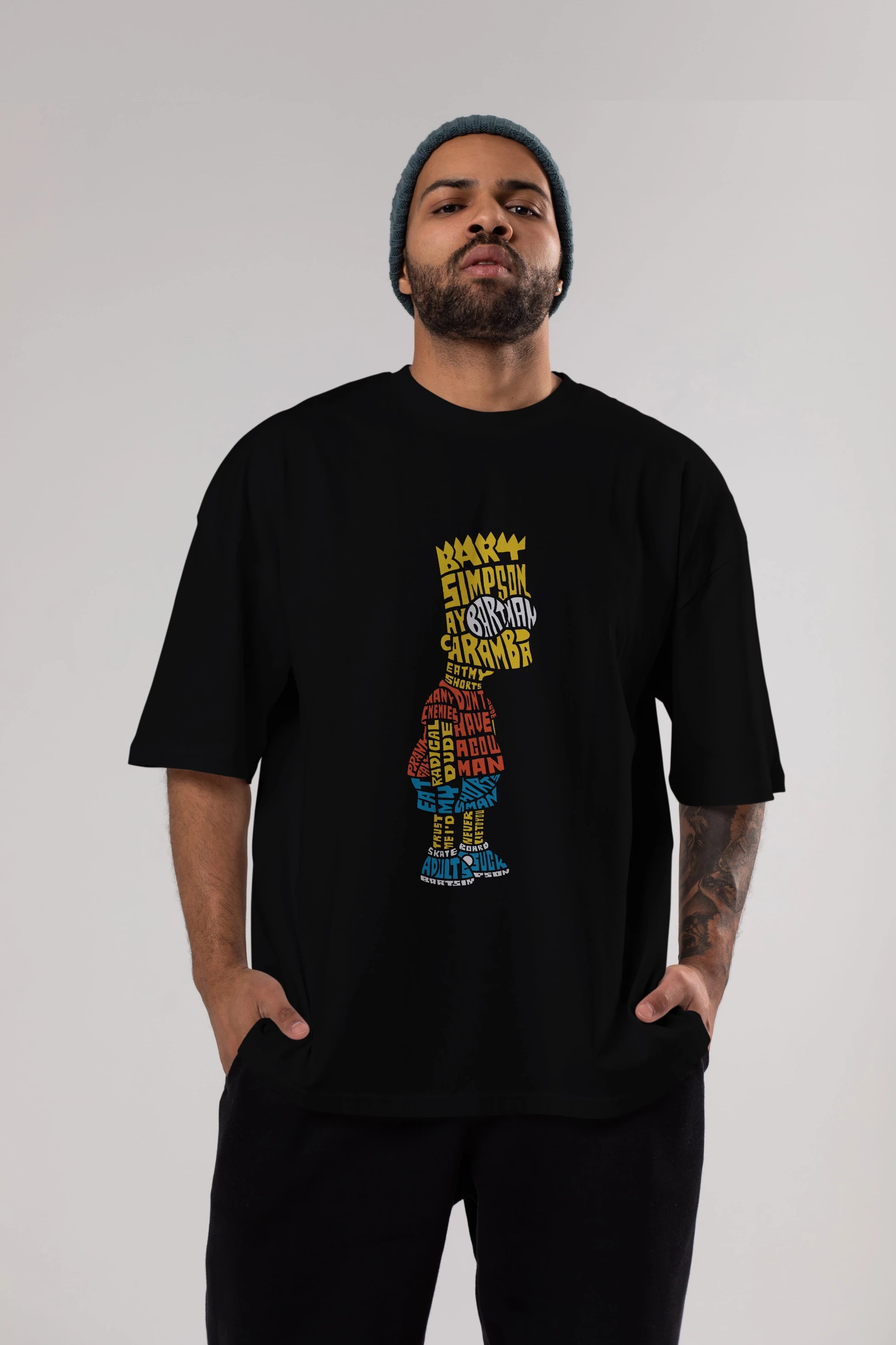 Bart Simpson Ön Baskılı Oversize t-shirt %100 pamuk Erkek Kadın Unisex