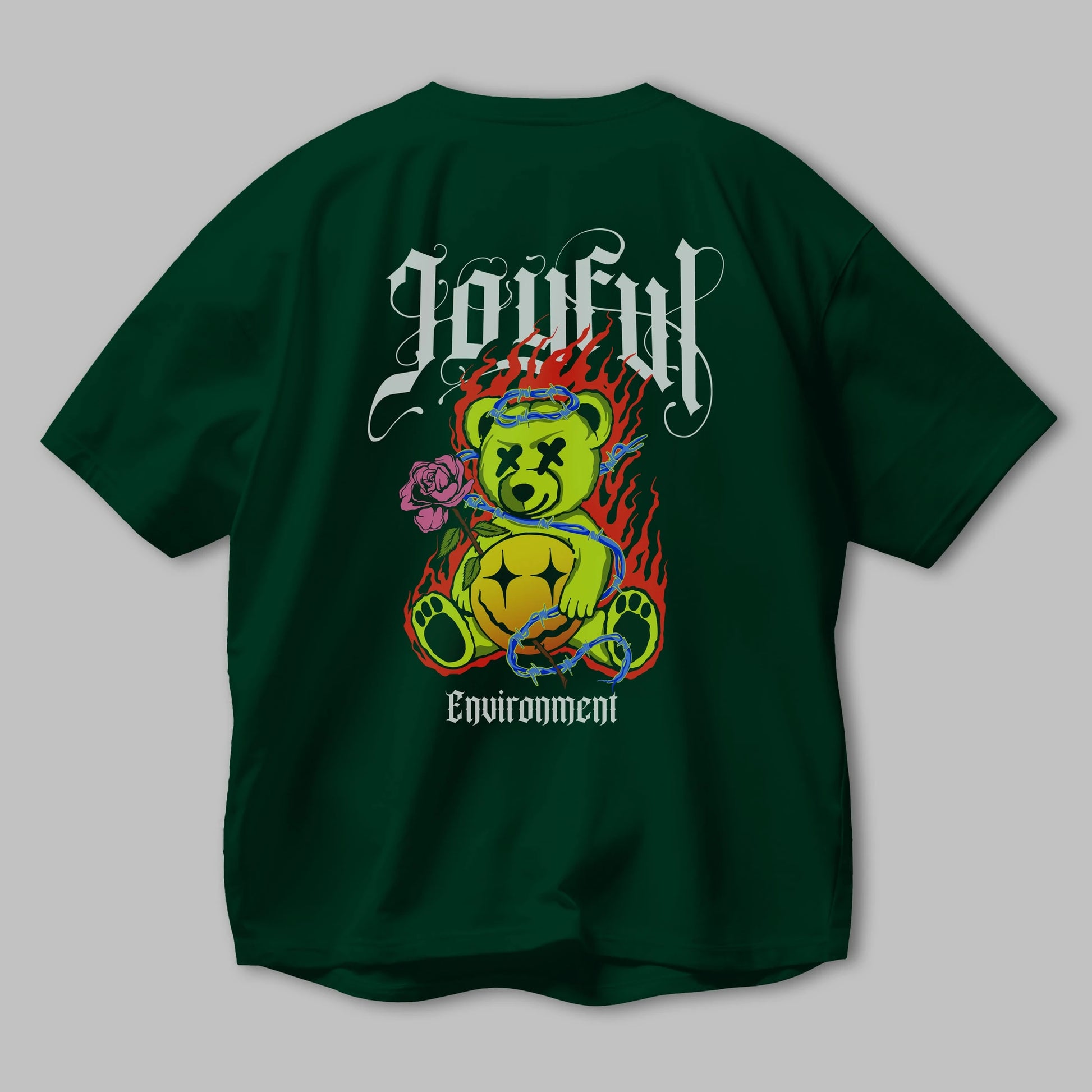 Joyful Bear Arka Baskılı Oversize t-shirt Erkek Kadın Unisex