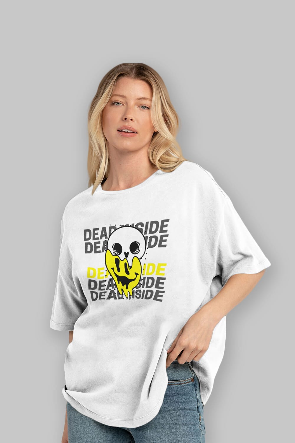 Dead Inside Yazılı Ön Baskılı Oversize t-shirt Erkek Kadın Unisex