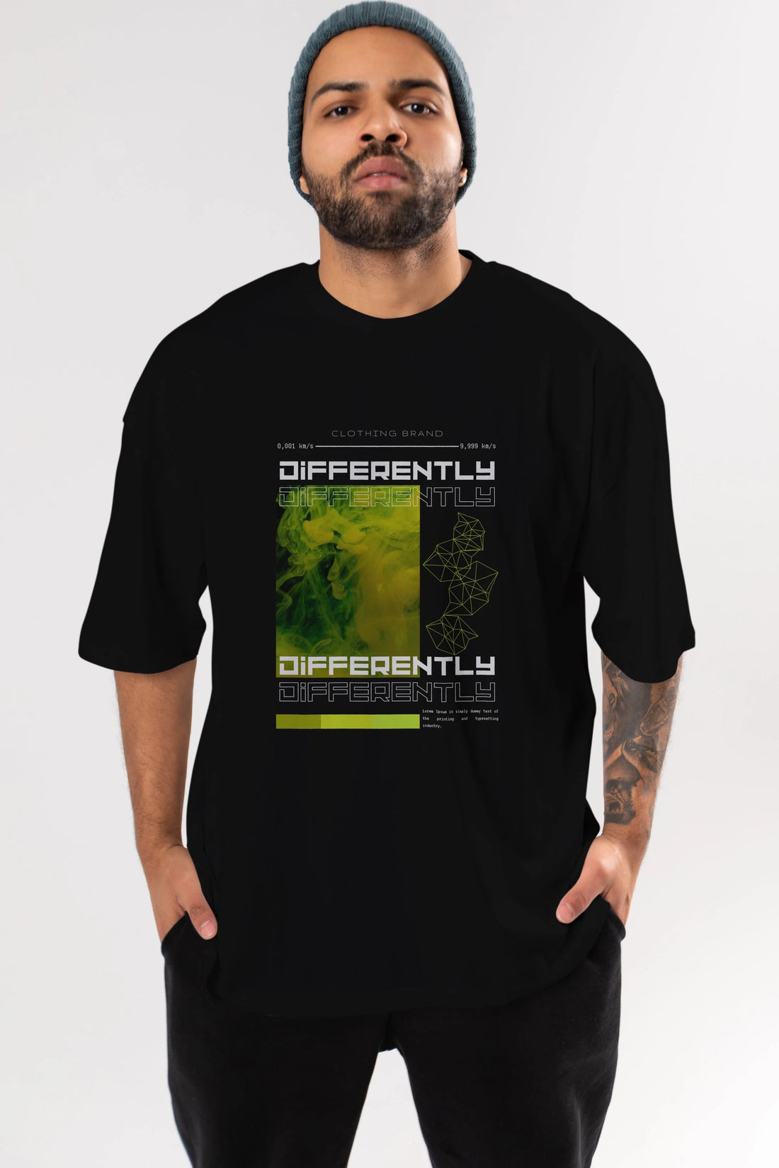 Differently Yazılı Ön Baskılı Oversize t-shirt Erkek Kadın Unisex