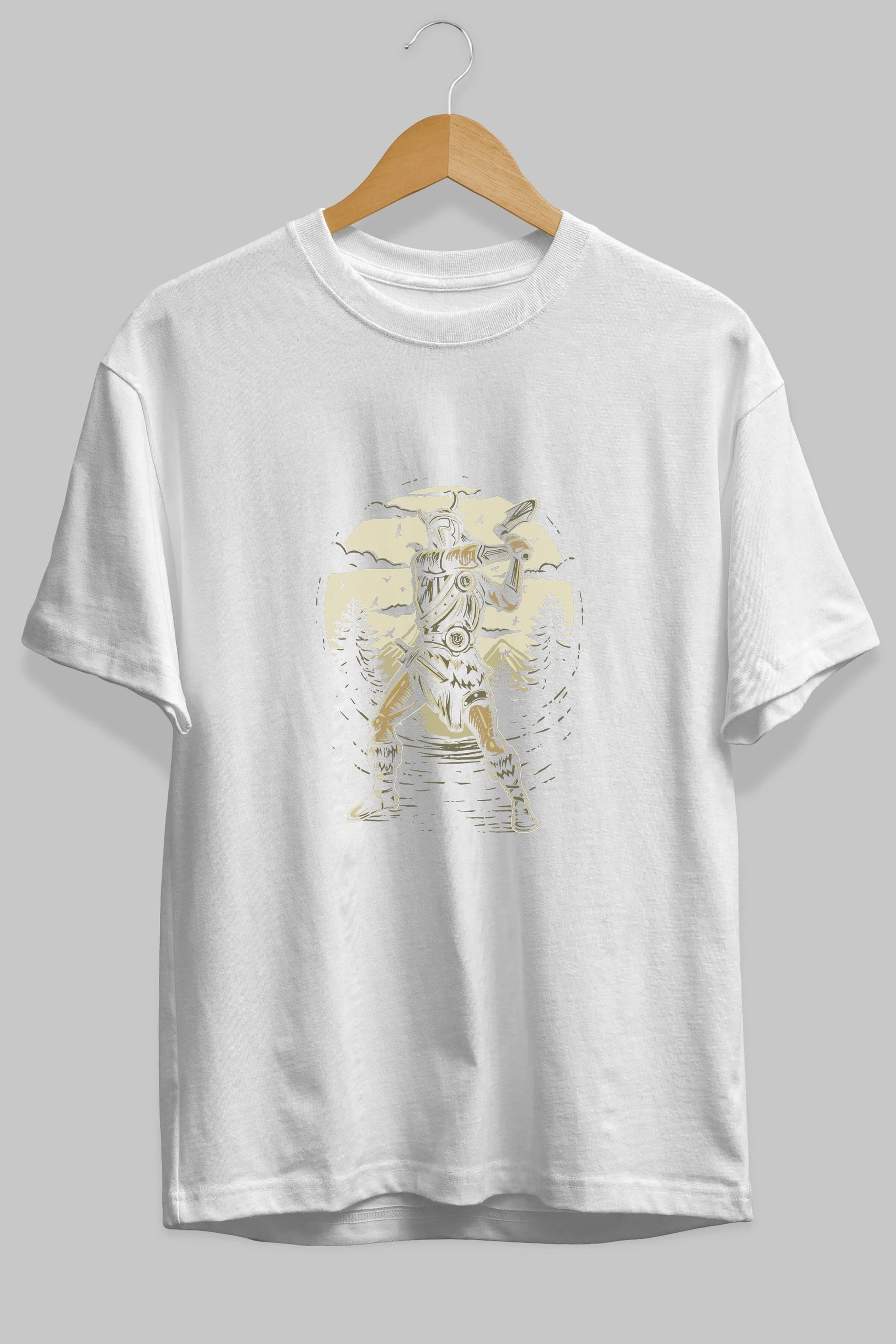 Viking Ön Baskılı Oversize t-shirt Erkek Kadın Unisex %100 Pamuk tişort