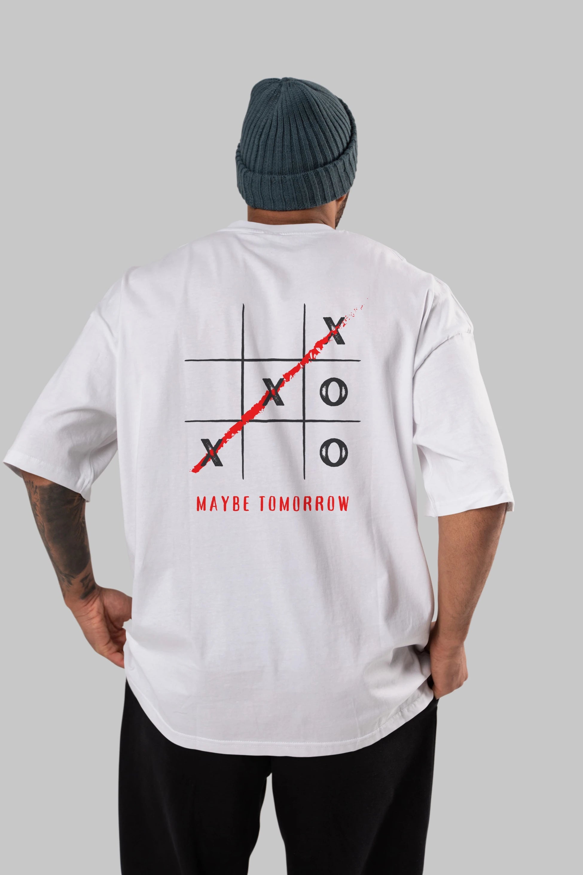 Maybe Tomorrow Yazılı Arka Baskılı Oversize t-shirt Erkek Kadın Unisex