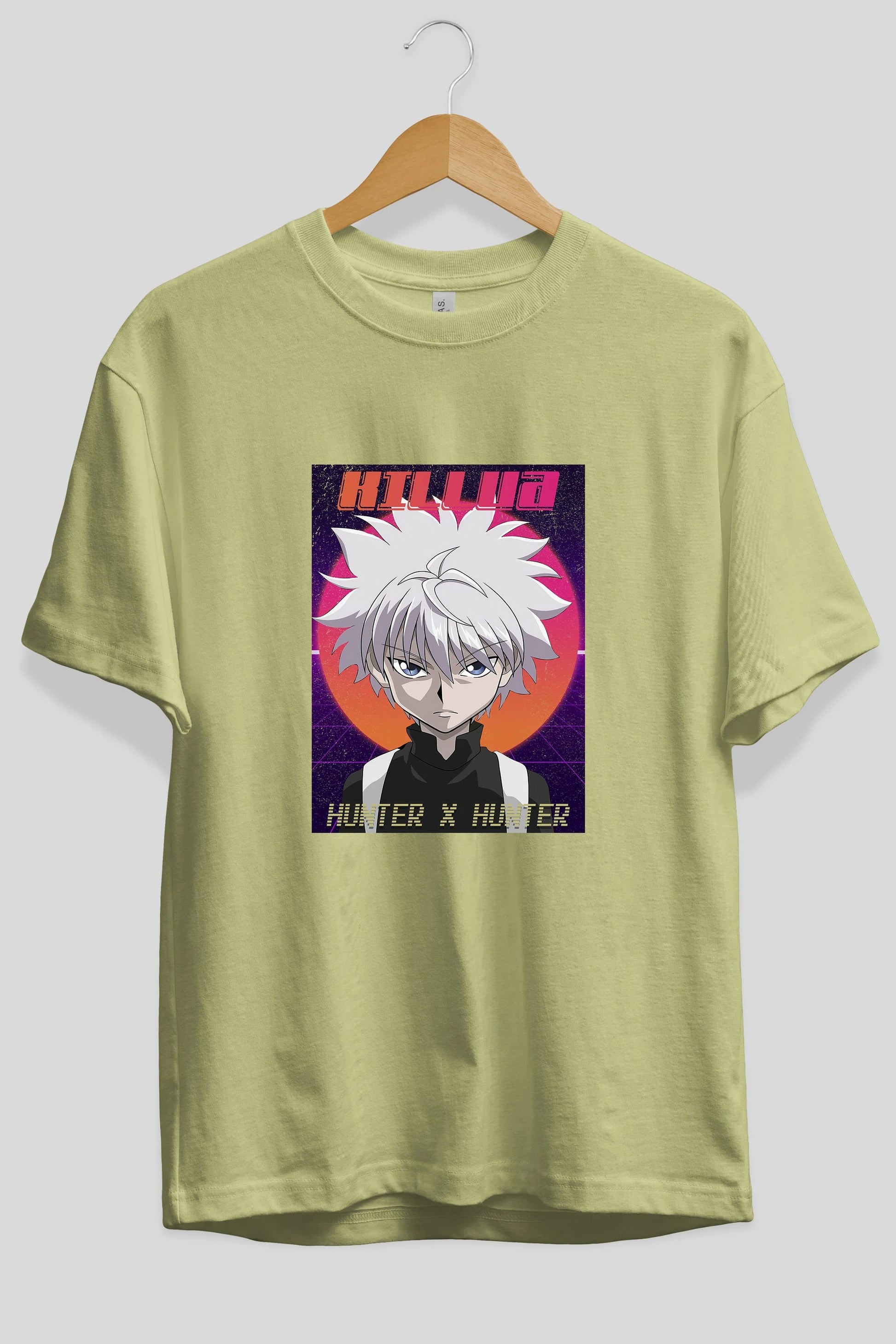 Killua Zoldyck 12 1 Anime Ön Baskılı Oversize t-shirt %100 pamuk Erkek Kadın Unisex
