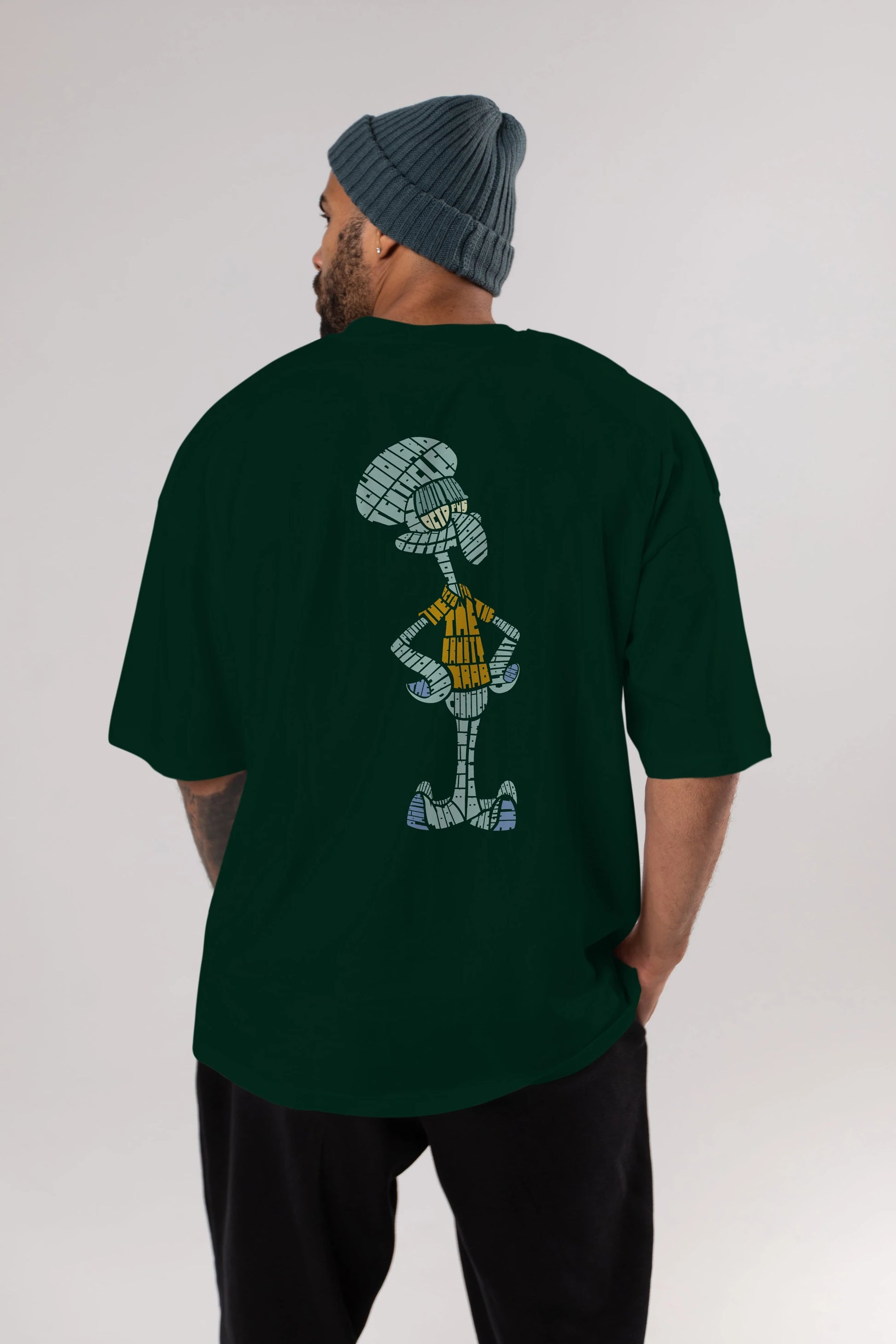 Squidward Arka Baskılı Oversize t-shirt %100 pamuk Erkek Kadın Unisex