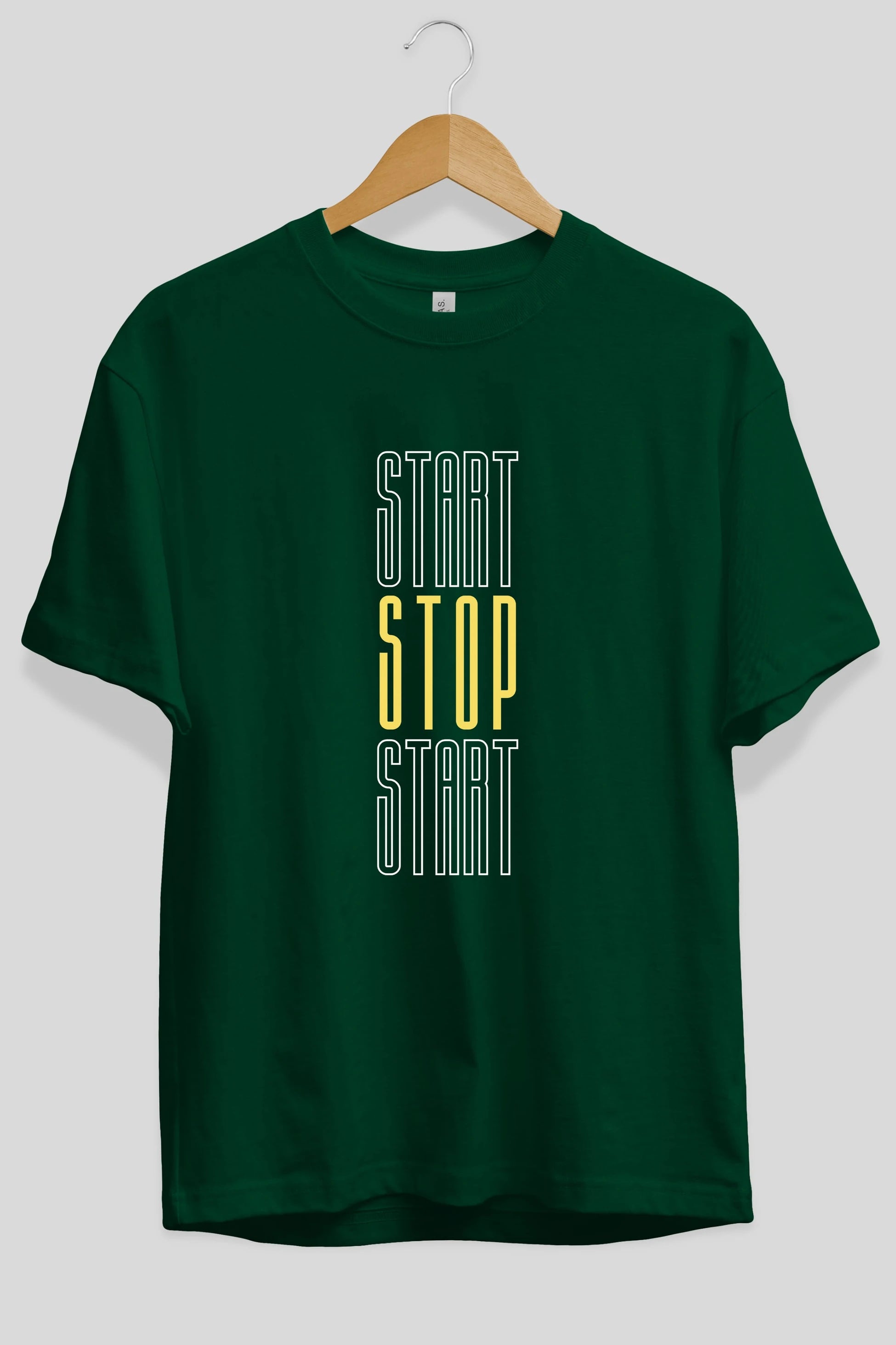 Start Stop Start Yazılı Ön Baskılı Oversize t-shirt Erkek Kadın Unisex