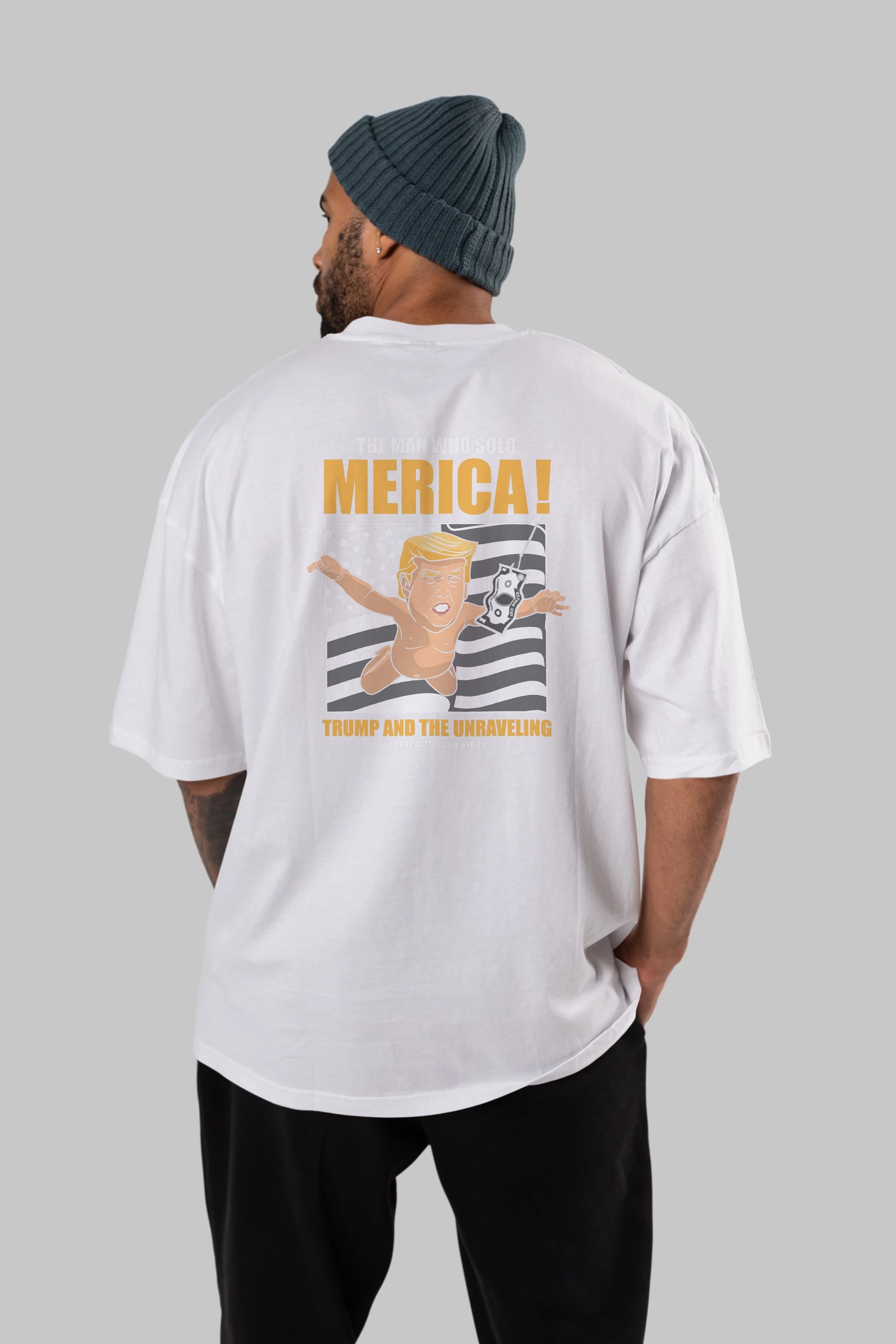 Trump Nirvana Arka Baskılı Oversize t-shirt Erkek Kadın Unisex %100 Pamuk tişort