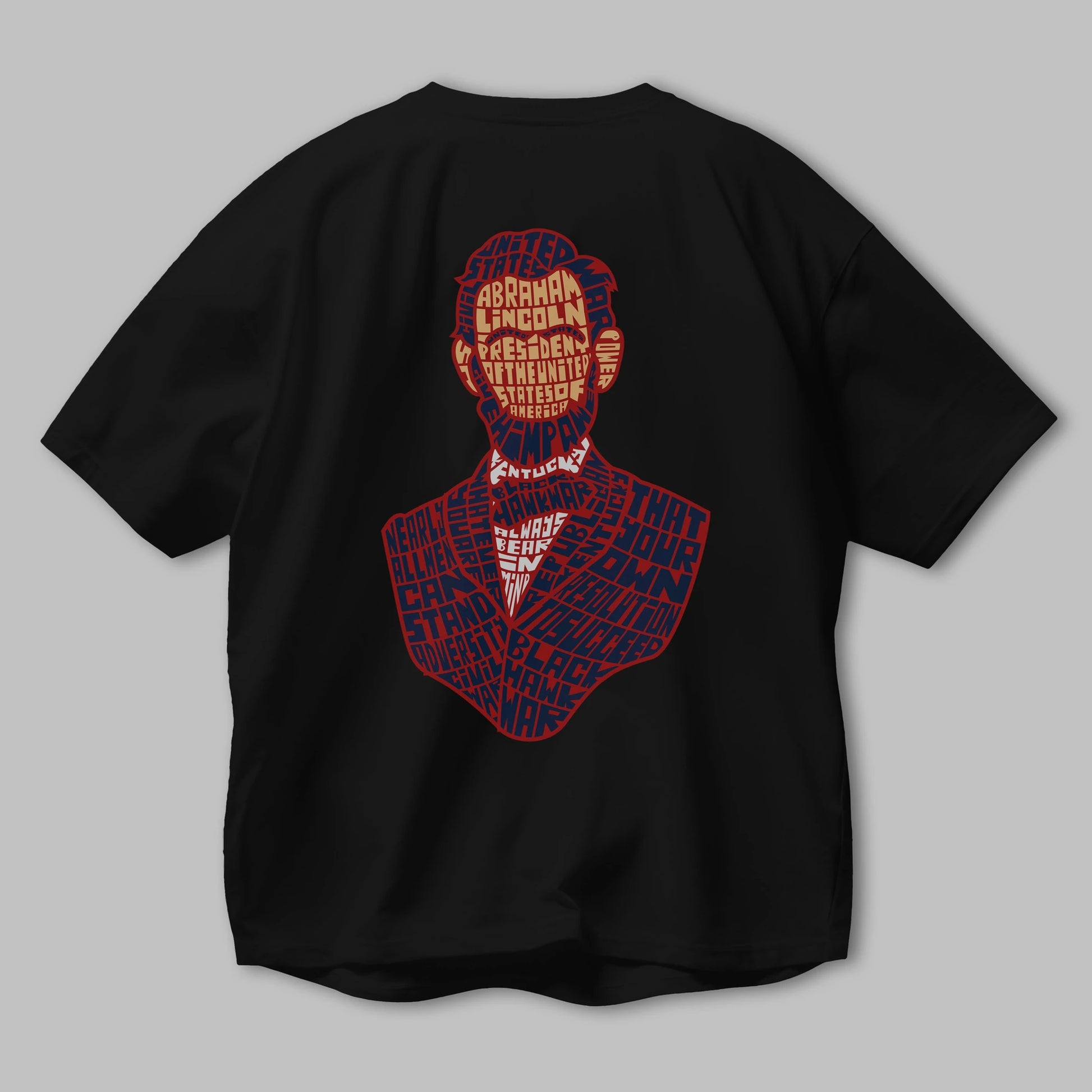 Abraham Lincoln Arka Baskılı Oversize t-shirt %100 pamuk Erkek Kadın Unisex