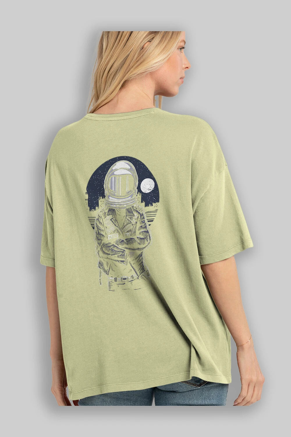 Astronaut Rebel Arka Baskılı Oversize t-shirt Erkek Kadın Unisex %100 Pamuk