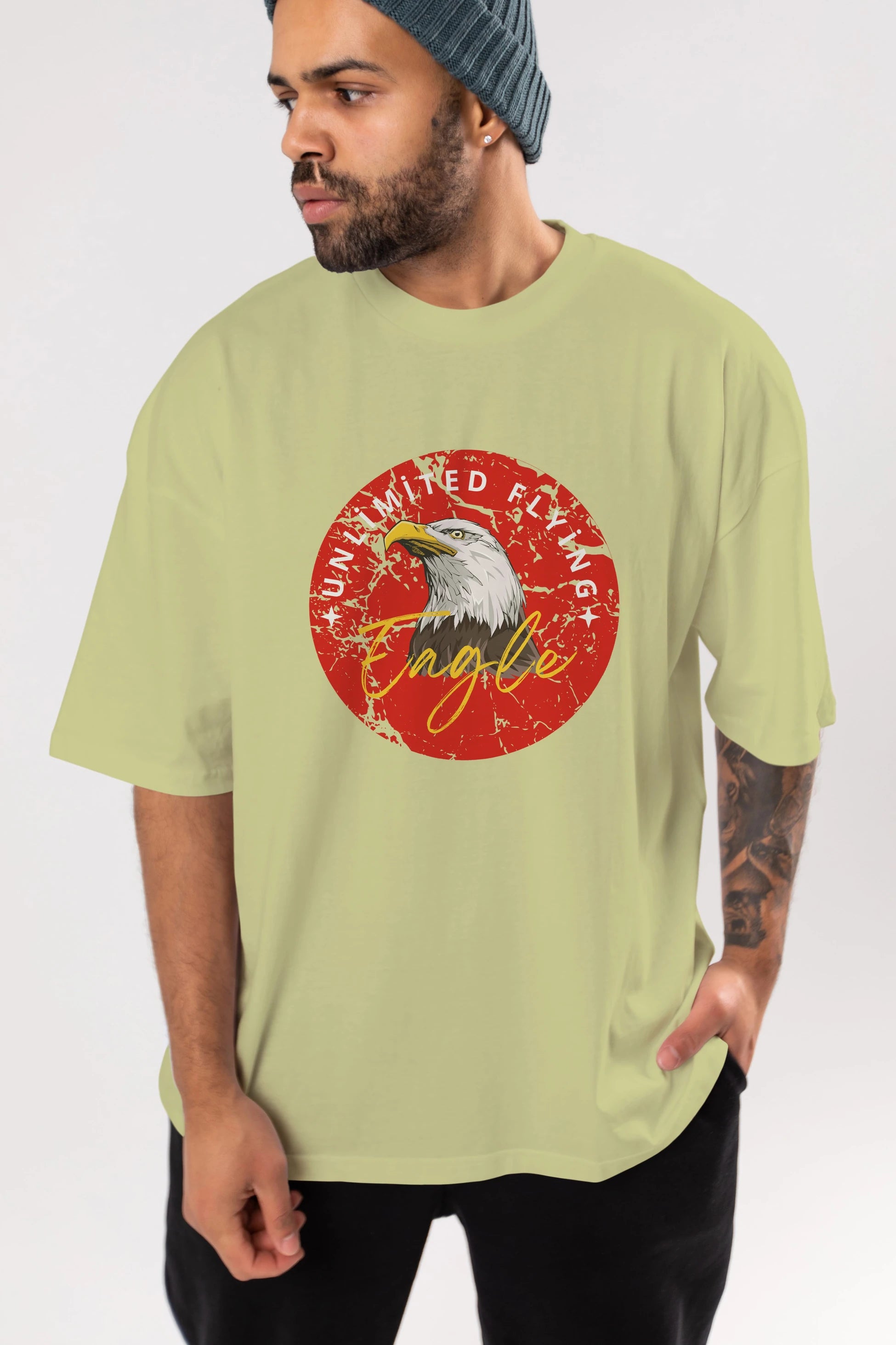 Unlimited Flying Yazılı Ön Baskılı Oversize t-shirt Erkek Kadın Unisex