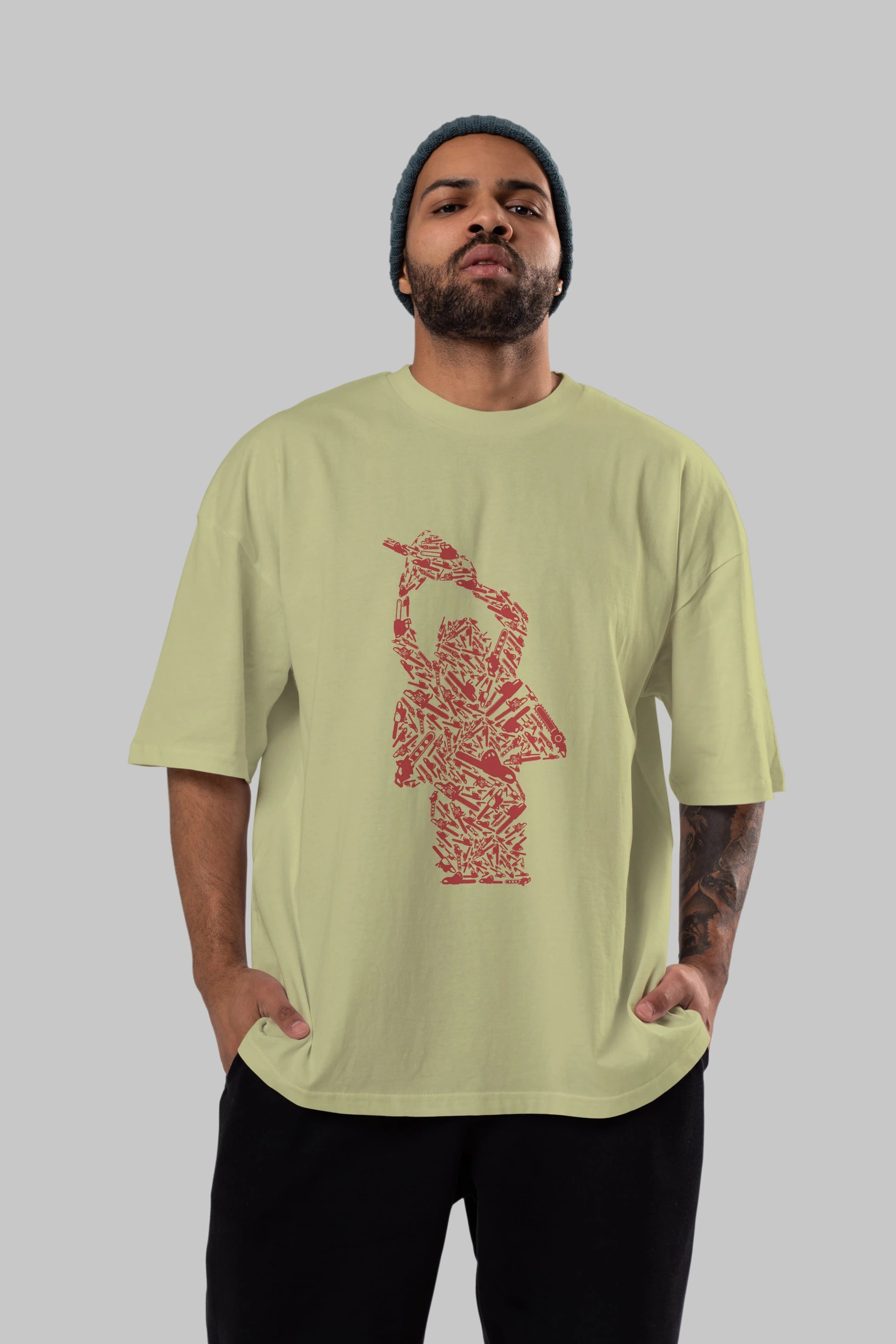 Chainsaw Ön Baskılı Oversize t-shirt %100 pamuk Erkek Kadın Unisex