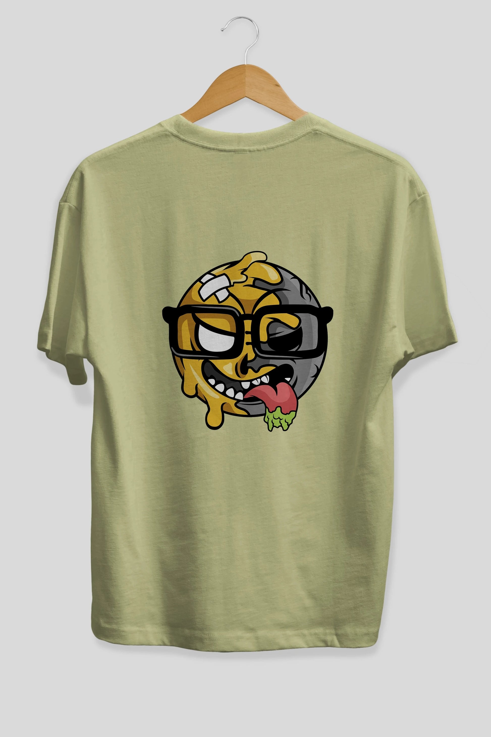 Smiley Nerd Arka Baskılı Oversize t-shirt Erkek Kadın Unisex %100 Pamuk tişort