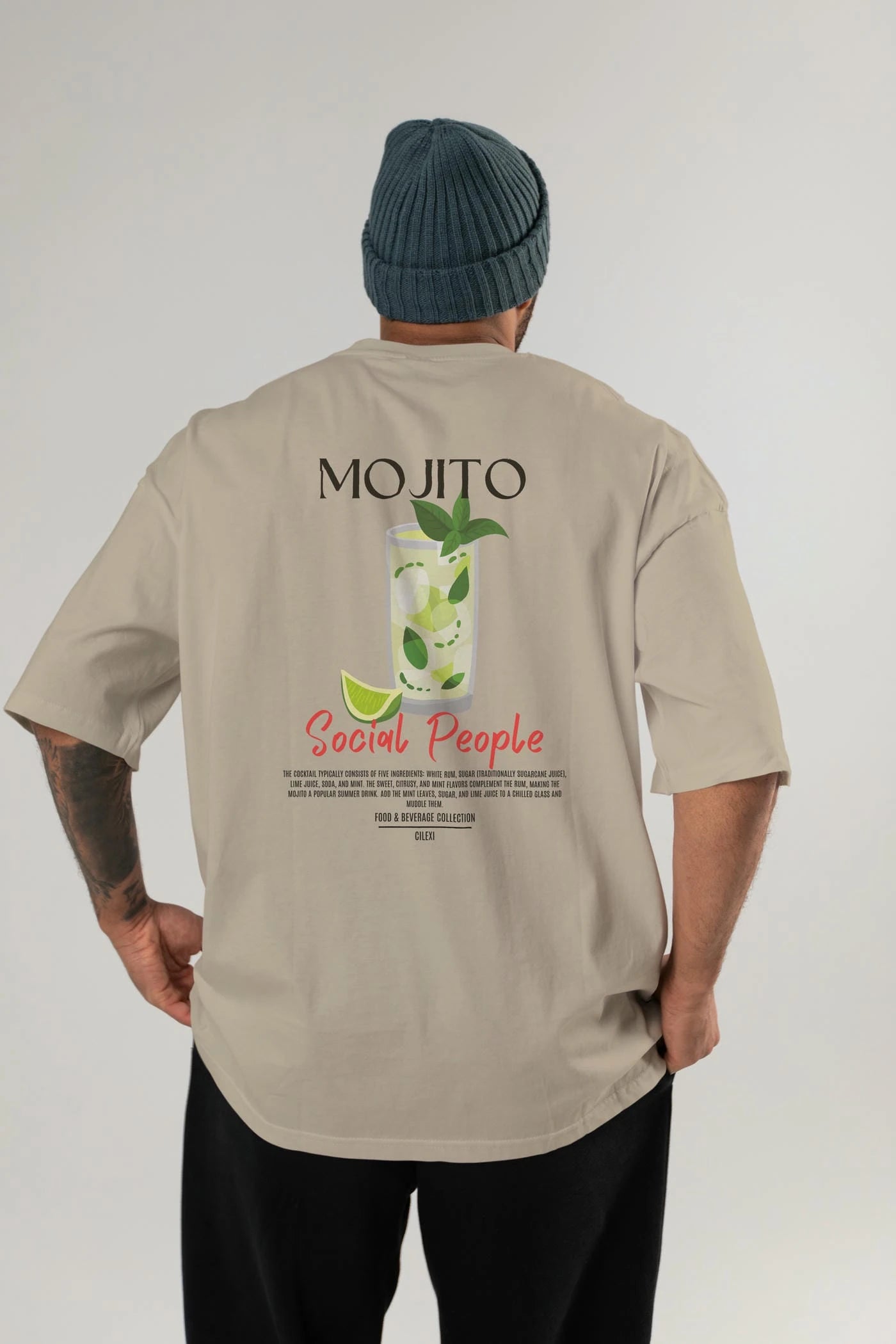 Mojıto Kokteyl Serisi Baskılı Oversize t-shirt Erkek Kadın Unisex %100 Pamuk Bisiklet Yaka tişort