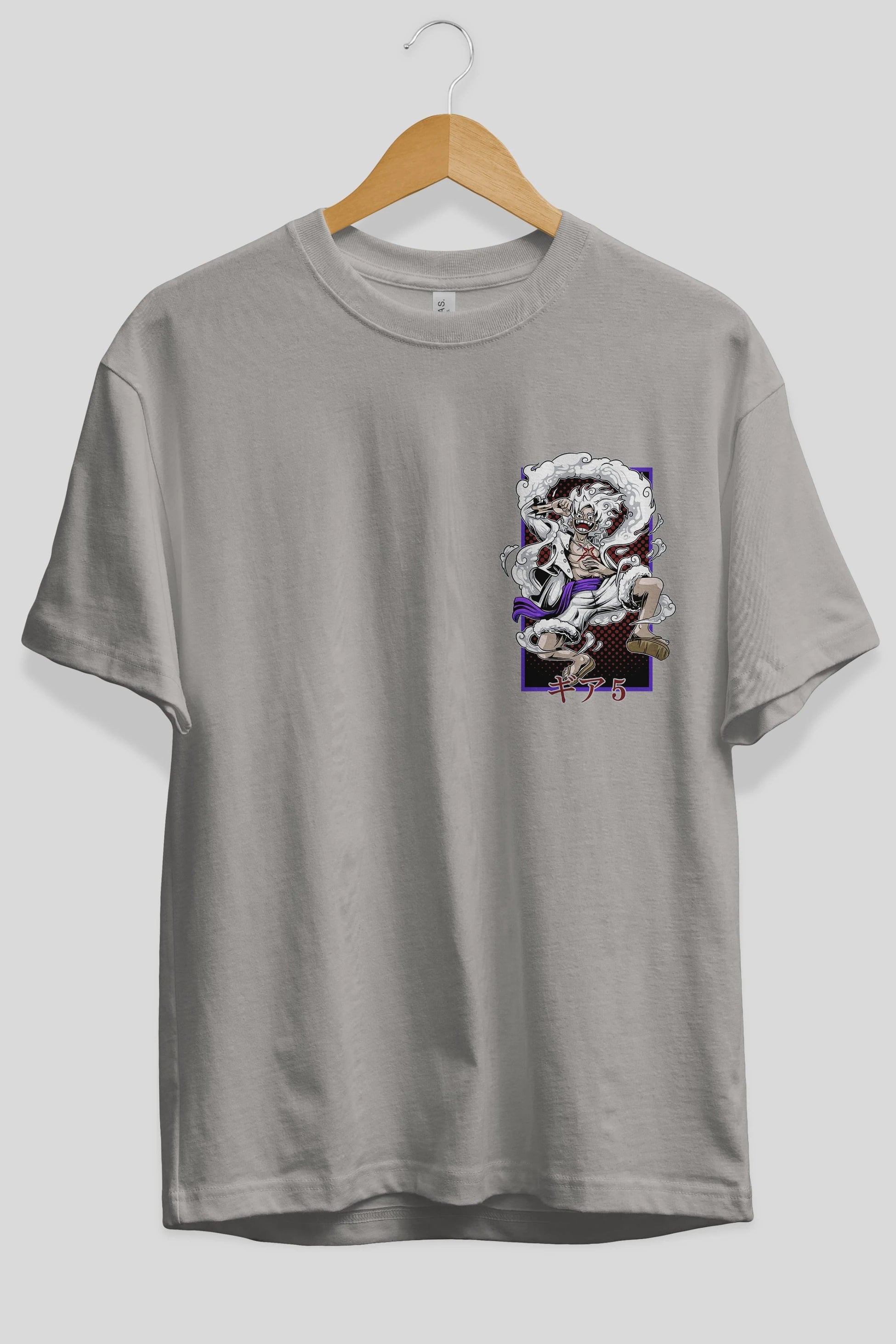 MONKEY D. LUFFY GEAR5 Ön Sol Baskılı Oversize t-shirt Erkek Kadın Unisex %100 Pamuk Bisiklet Yaka tişort