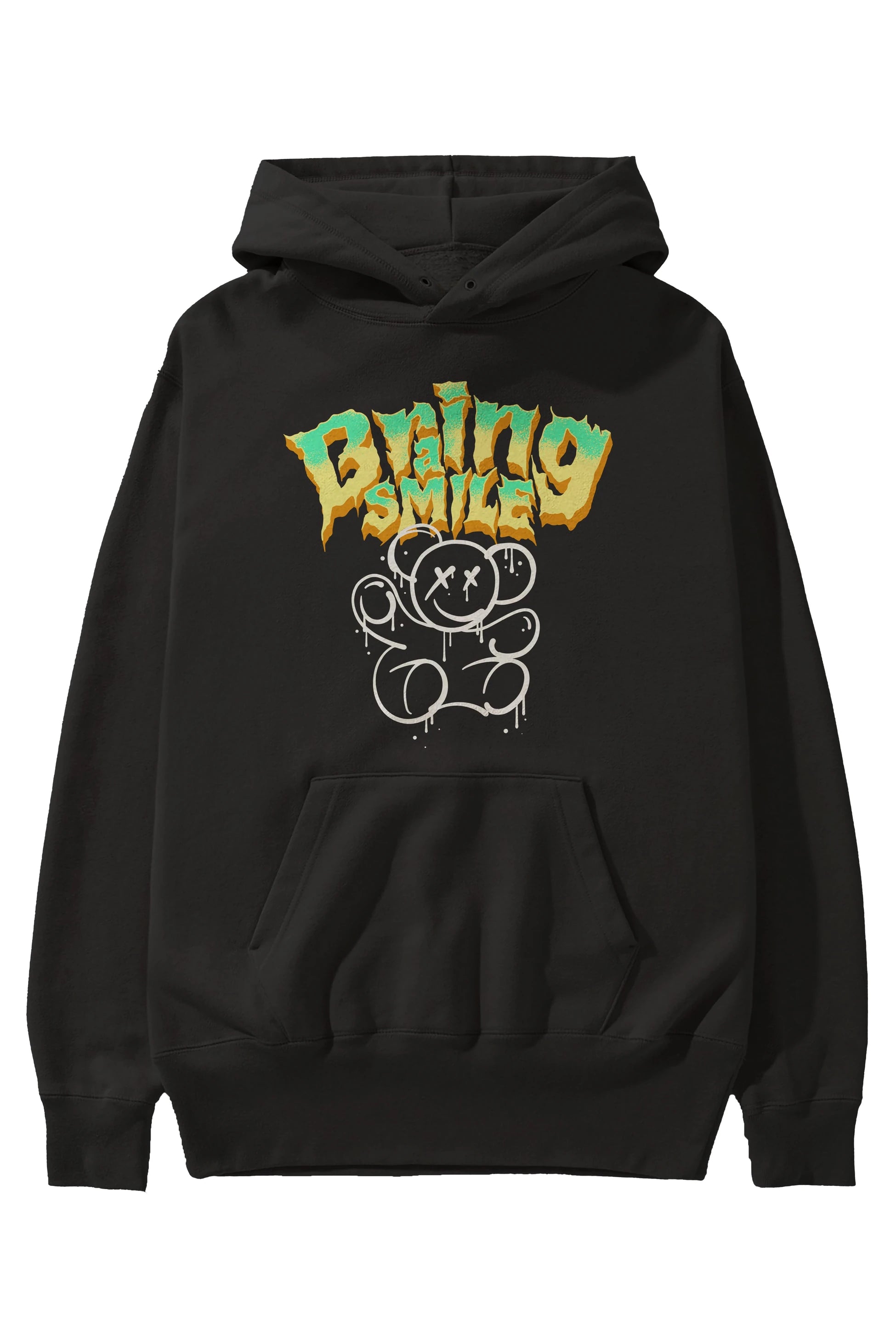 Teddy Bear Braing Smile Ön Baskılı Hoodie Oversize Kapüşonlu Sweatshirt Erkek Kadın Unisex