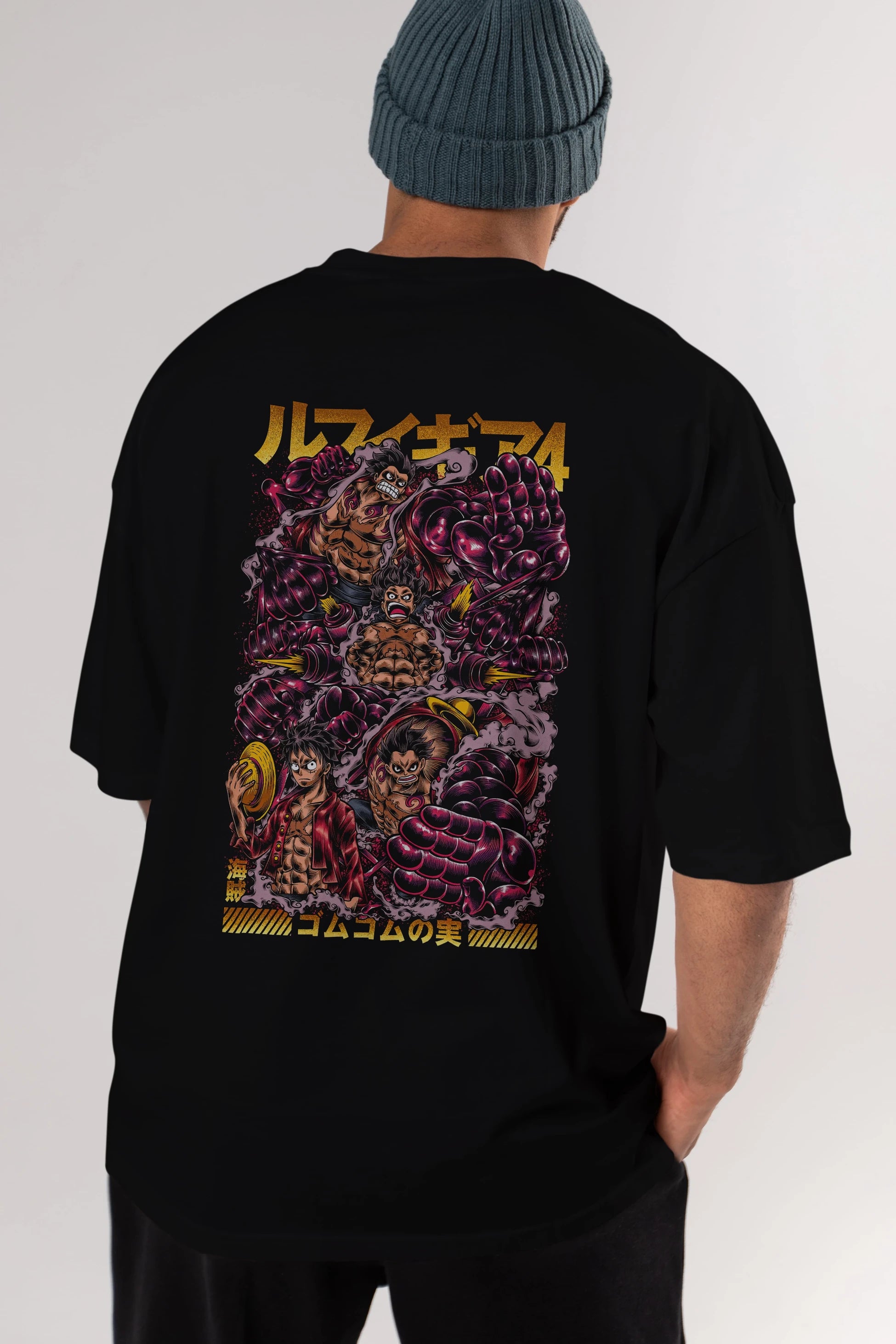 MONKEY D. LUFFY (2) Anime Arka Baskılı Oversize t-shirt Erkek Kadın Unisex