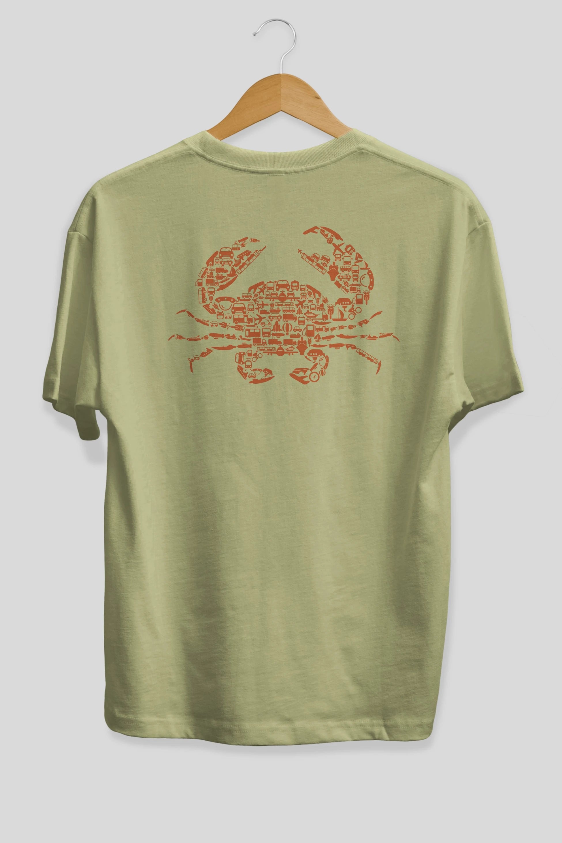 Crab Arka Baskılı Oversize t-shirt %100 pamuk Erkek Kadın Unisex