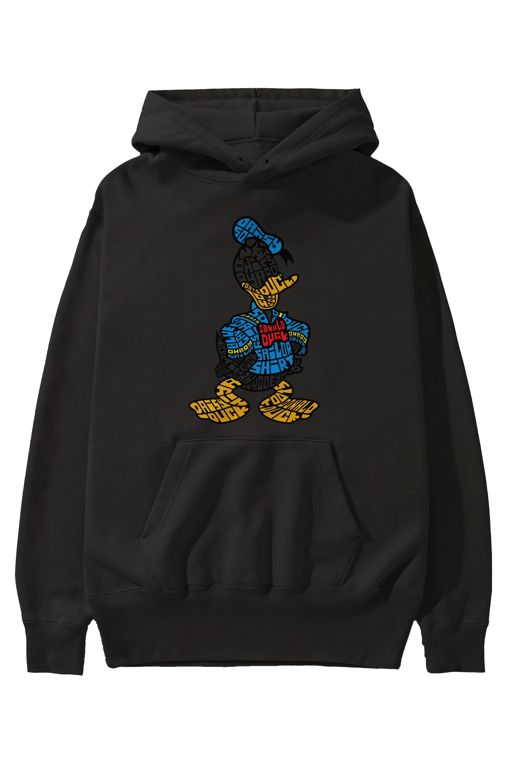 Donald Ön Baskılı Hoodie Oversize Kapüşonlu Sweatshirt Erkek Kadın Unisex