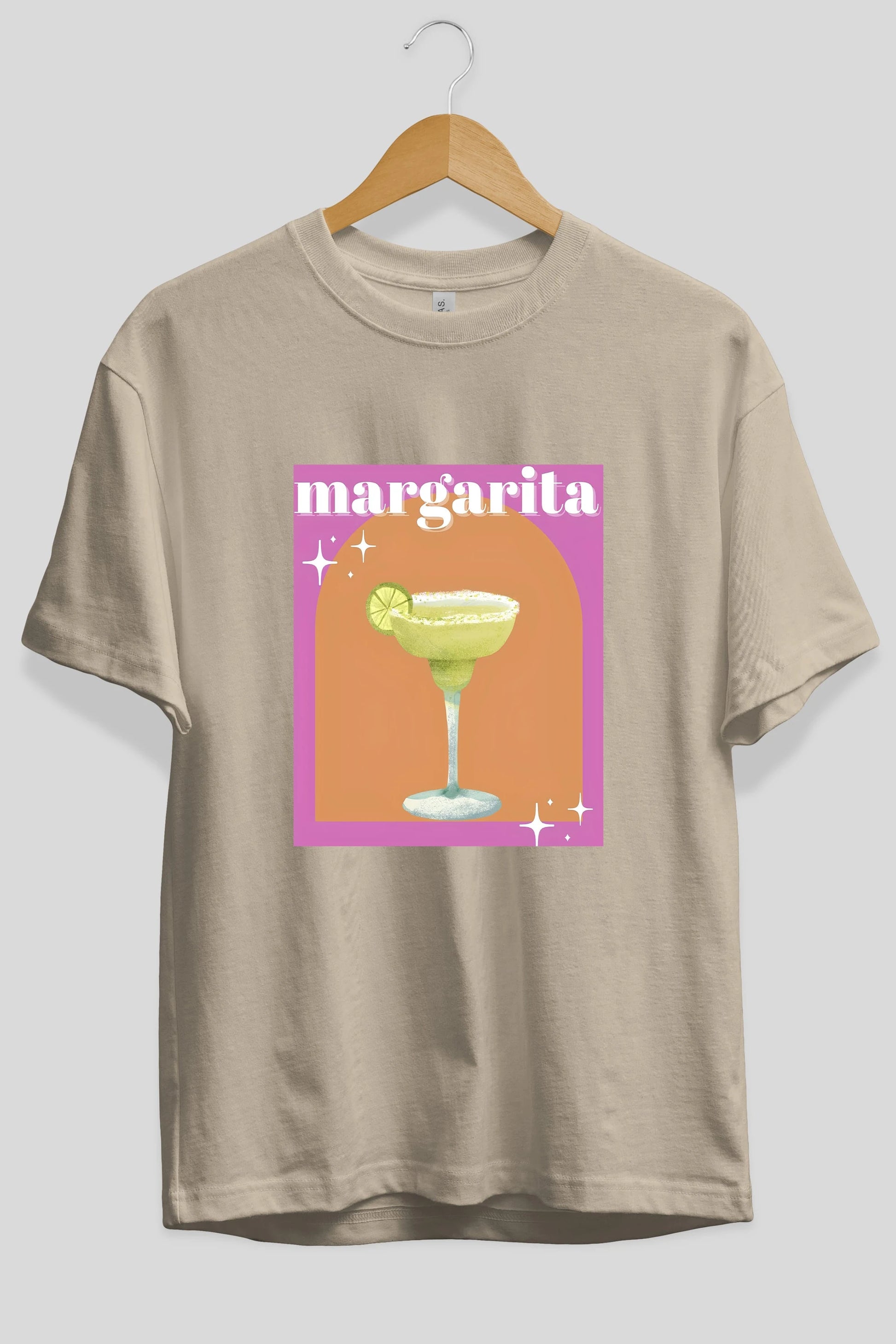 Margarita 7 Ön Baskılı Oversize t-shirt Erkek Kadın Unisex %100 Pamuk Bisiklet Yaka tişort
