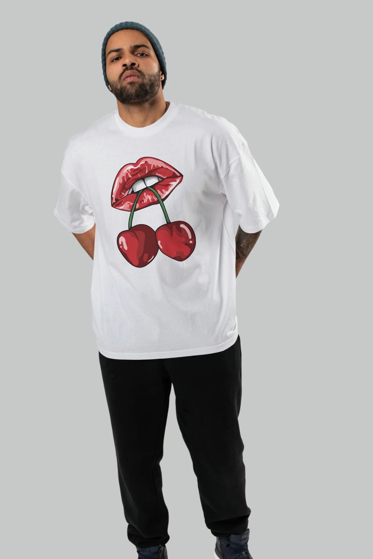 Cherry Cherries 11 Ön Baskılı Oversize t-shirt Erkek Kadın Pamuk Bisiklet Yaka tişort