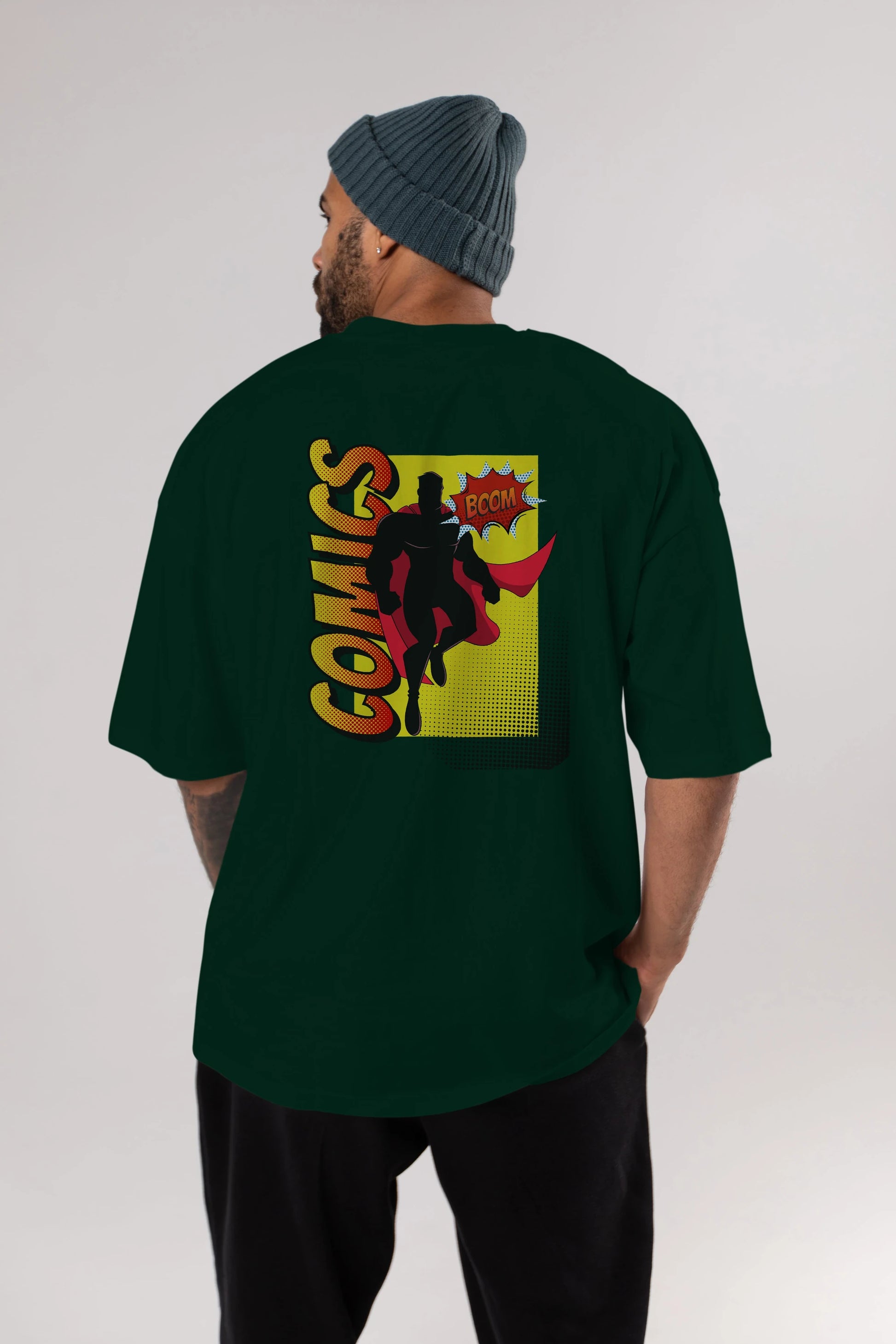 Comics Boom Arka Baskılı Oversize t-shirt Erkek Kadın Unisex