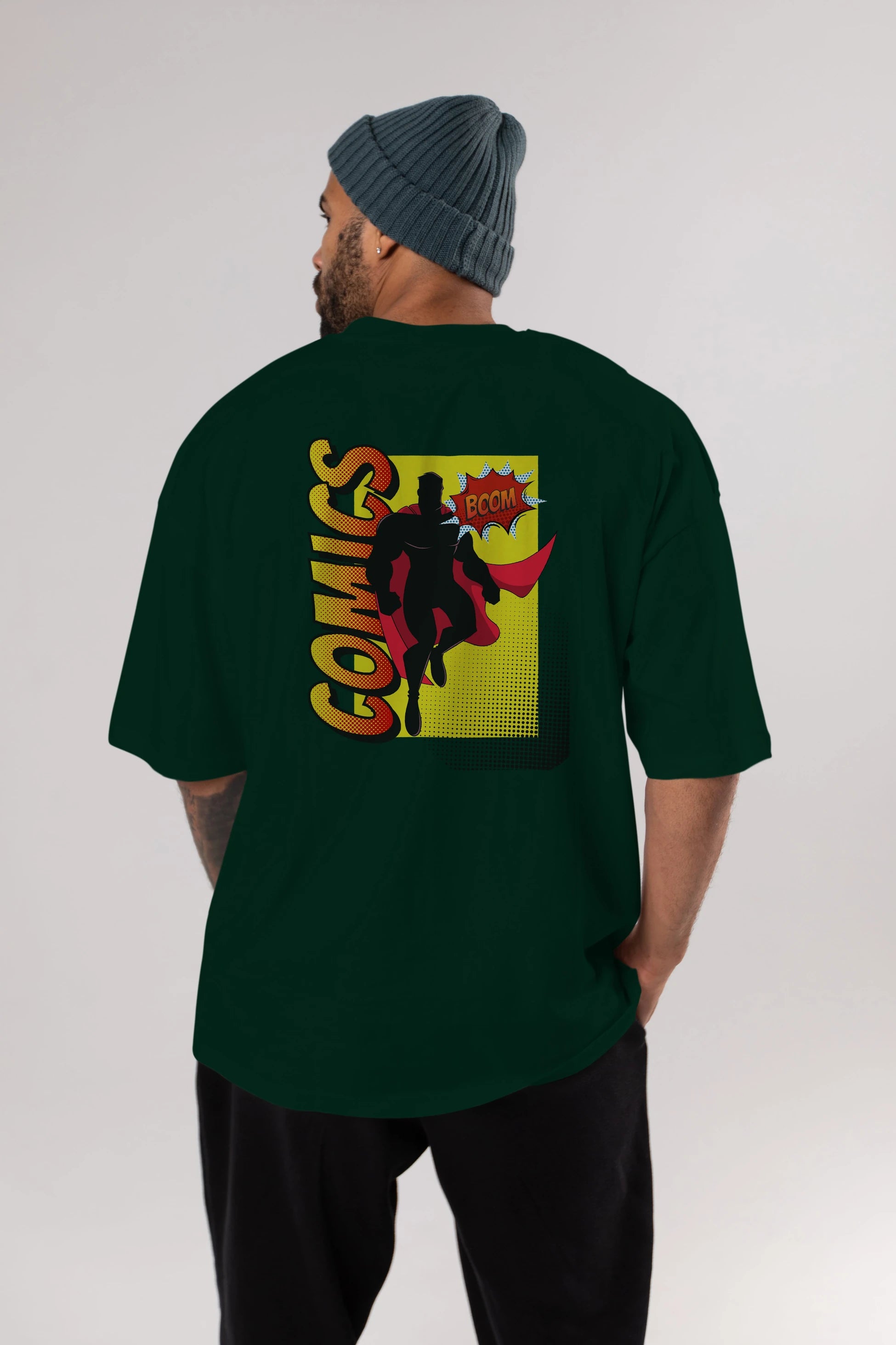 Comics Boom Arka Baskılı Oversize t-shirt Erkek Kadın Unisex