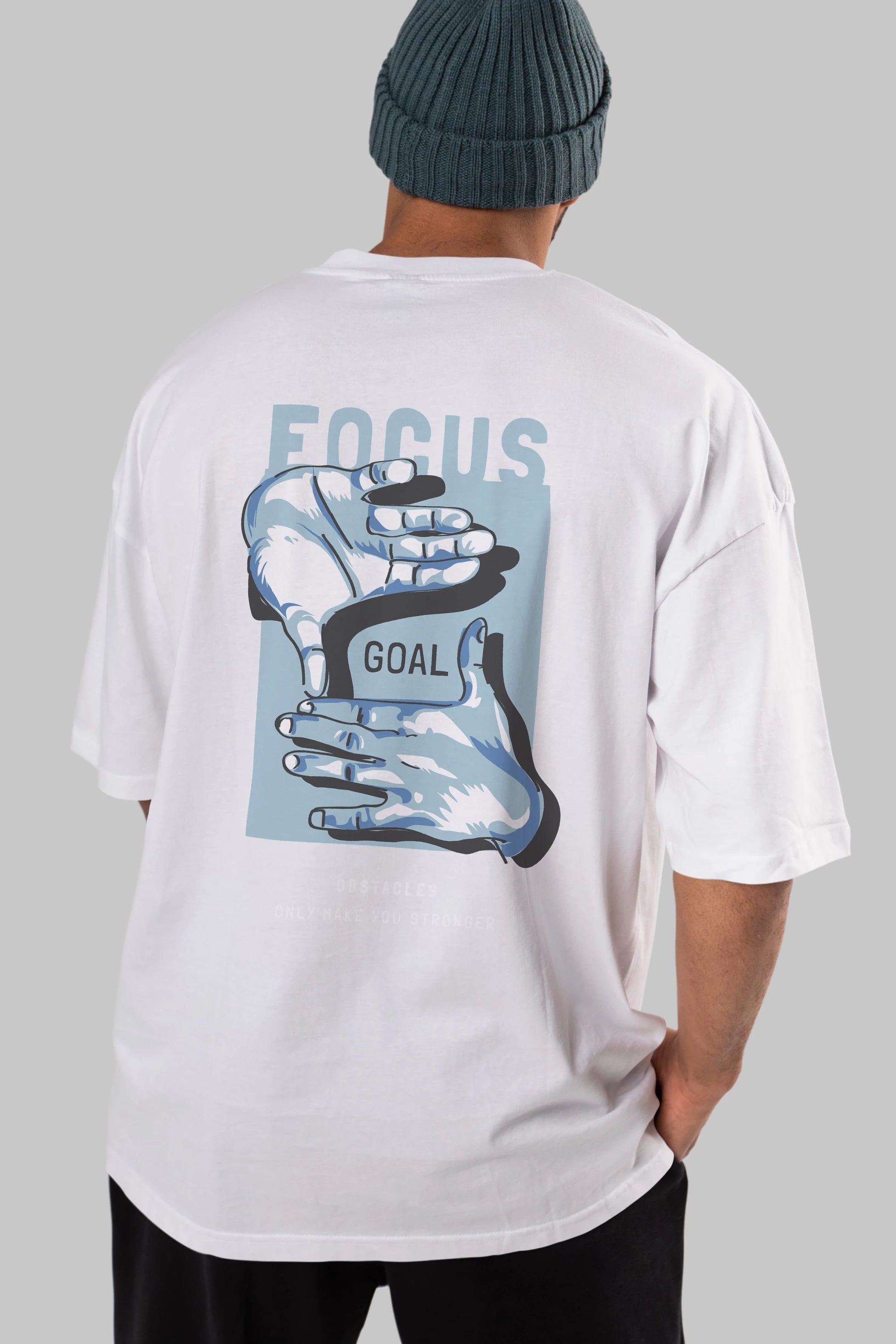 Focus Goal Arka Baskılı Oversize t-shirt Erkek Kadın Unisex