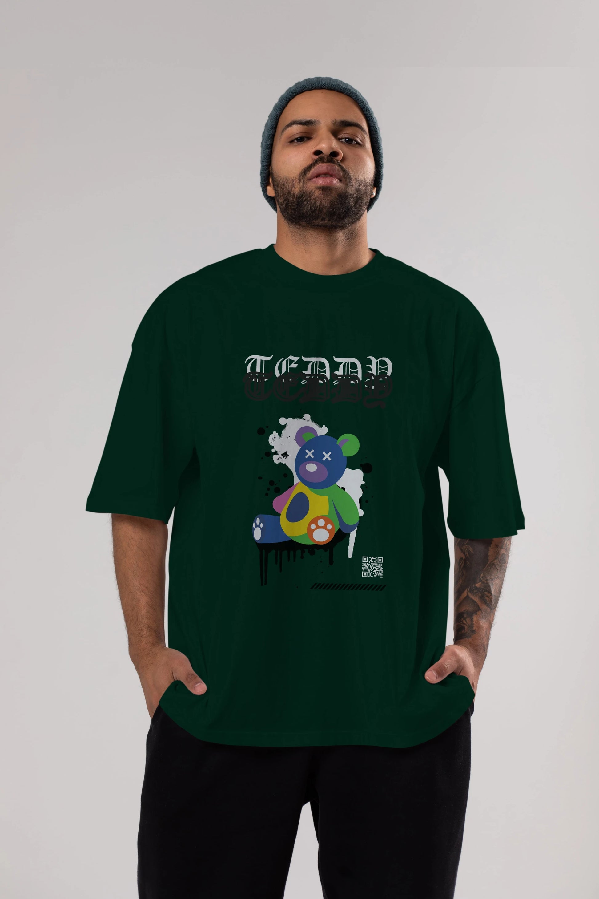 Teddy Bear Ön Baskılı Oversize t-shirt Erkek Kadın Unisex