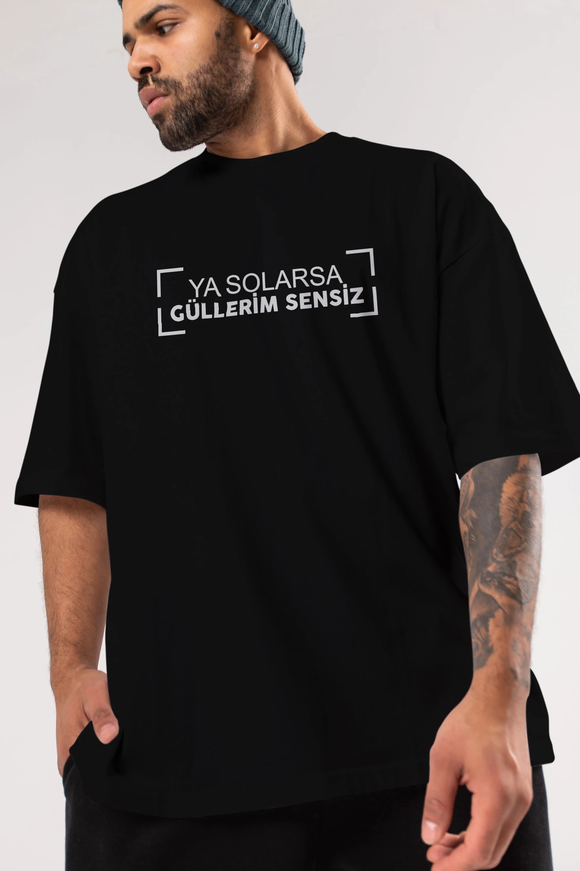 Ya Solarsa Güllerim Sensiz Ön Baskılı Oversize t-shirt %100 pamuk Erkek Kadın Unisex